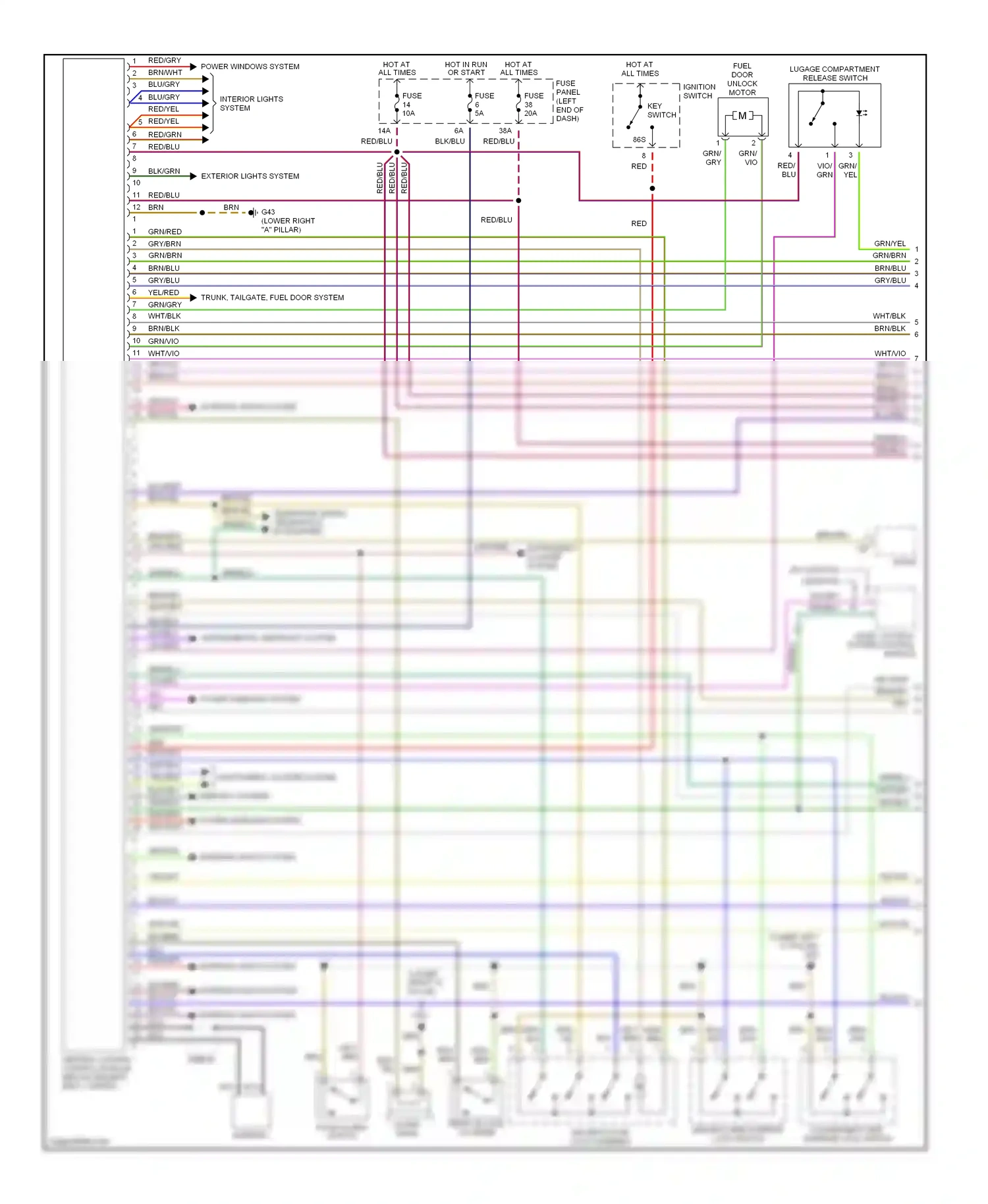 Wiring diagram lugage compartment release switch for Audi A6 C5 facelift (2001-2004) (1 of 2)