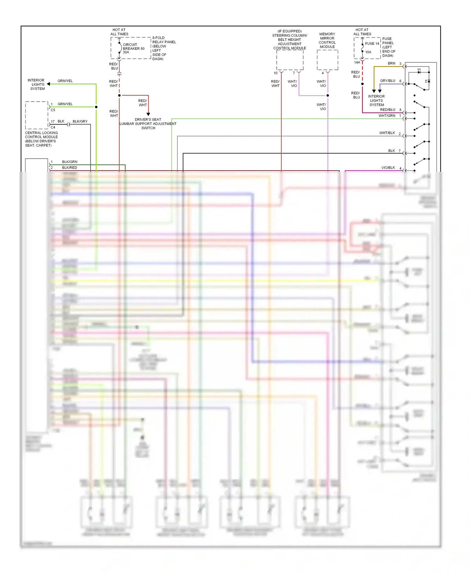 Wiring diagram memory program switch for Audi A6 C5 facelift (2001-2004) (1 of 2)