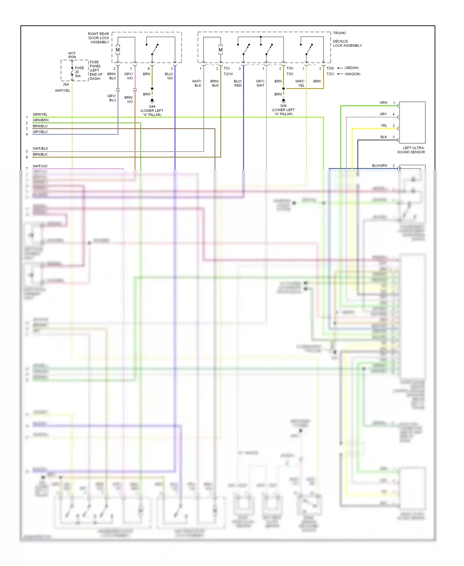 Wiring diagram right ultra- sound sensor for Audi A6 C5 facelift (2001-2004) (2 of 2)