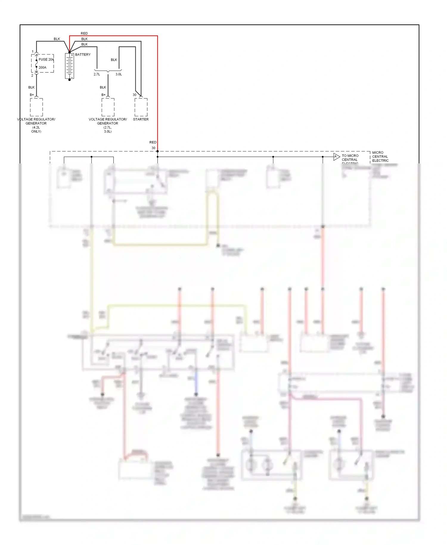 Audi A6 C5 facelift (2001-2004) starter wiring diagram  (1 of 2)