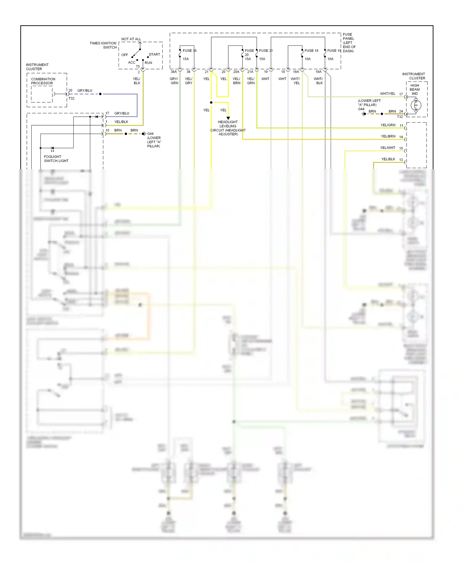 Wiring diagram yel/wht for Audi A6 C5 facelift (2001-2004) (13 of 23)