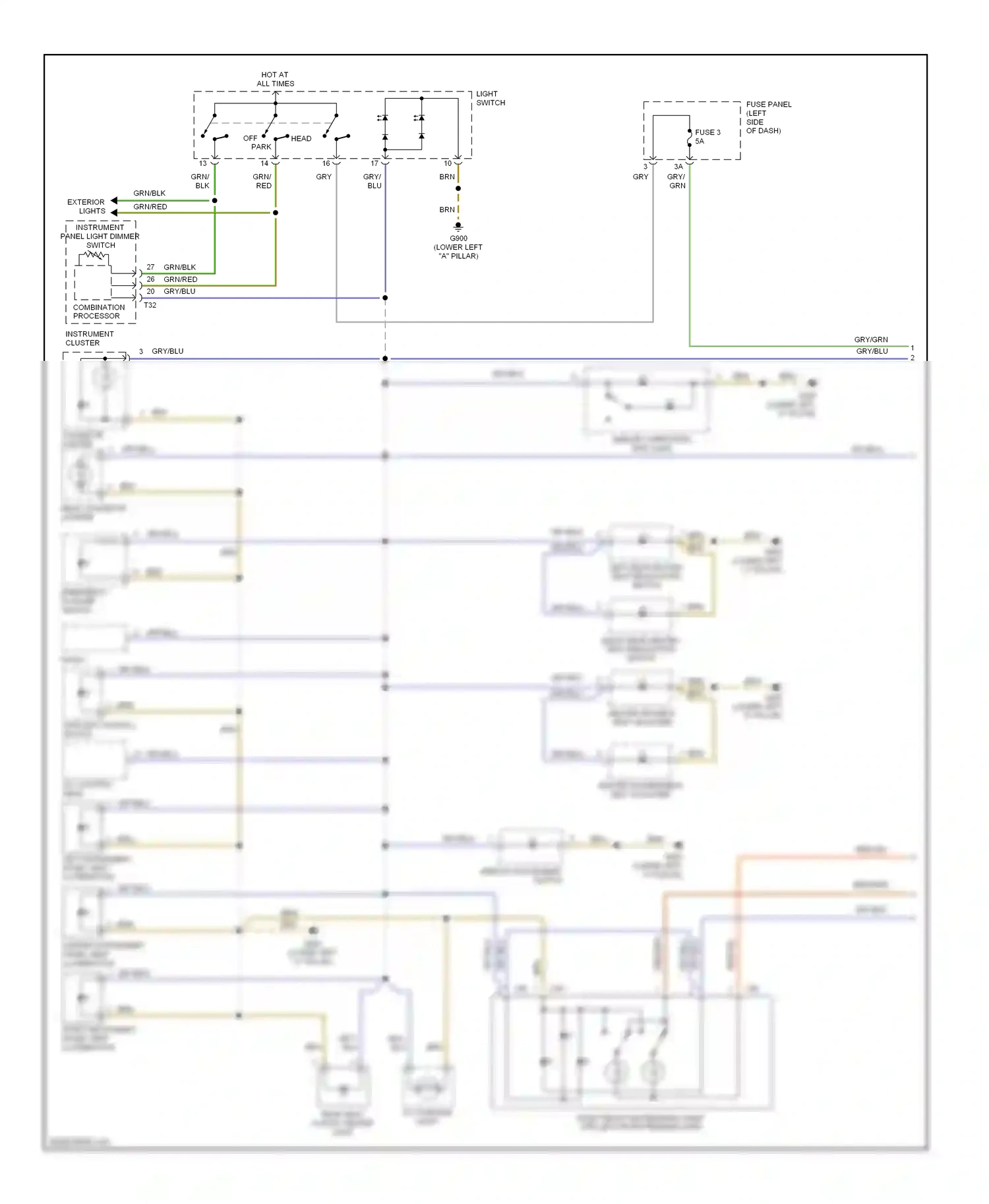 Audi A6 C5 (1997-2001) a/c control head wiring diagram  (7 of 8)