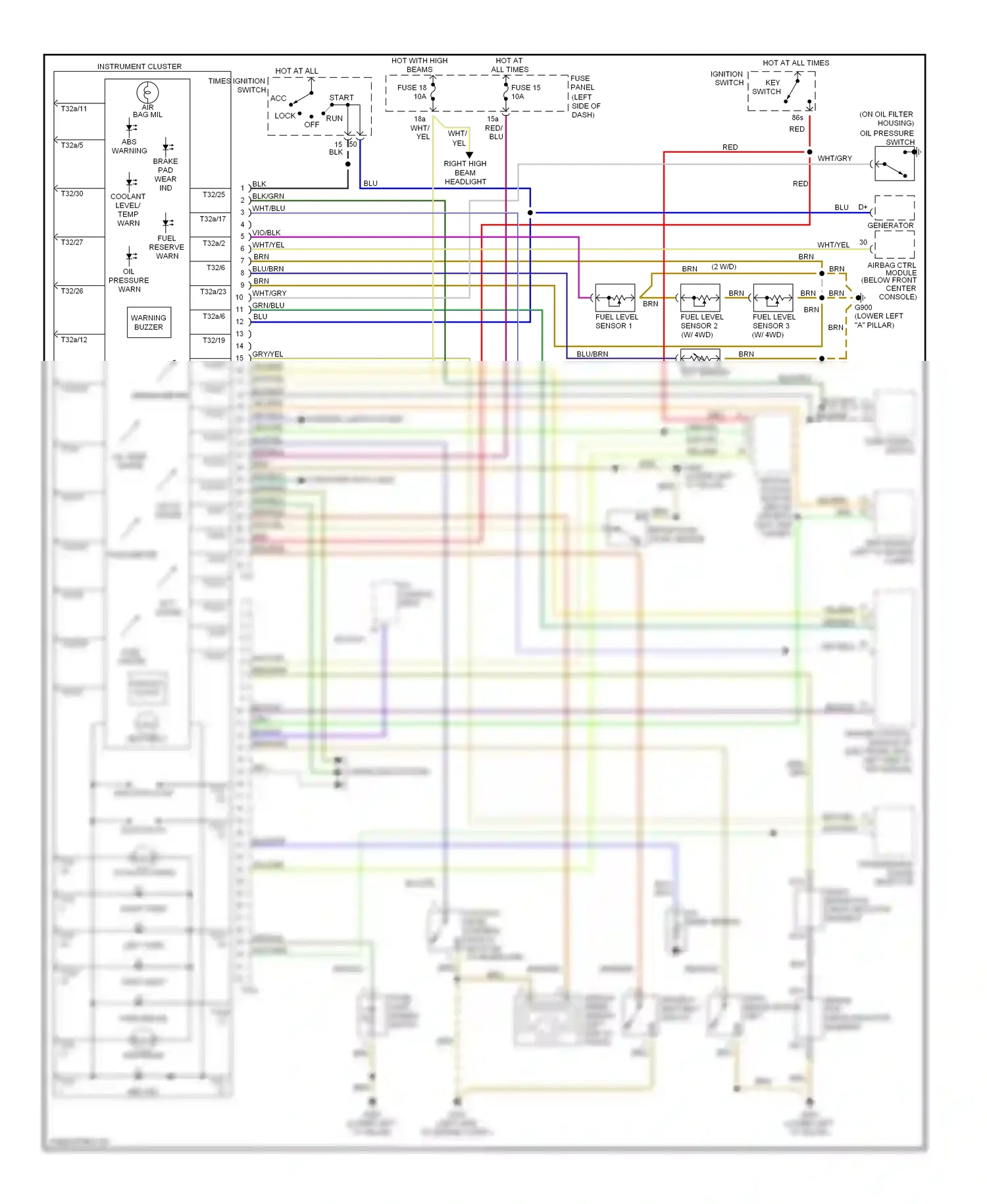 Audi A6 C5 (1997-2001) brake fluid level sensor wiring diagram  (1 of 3)