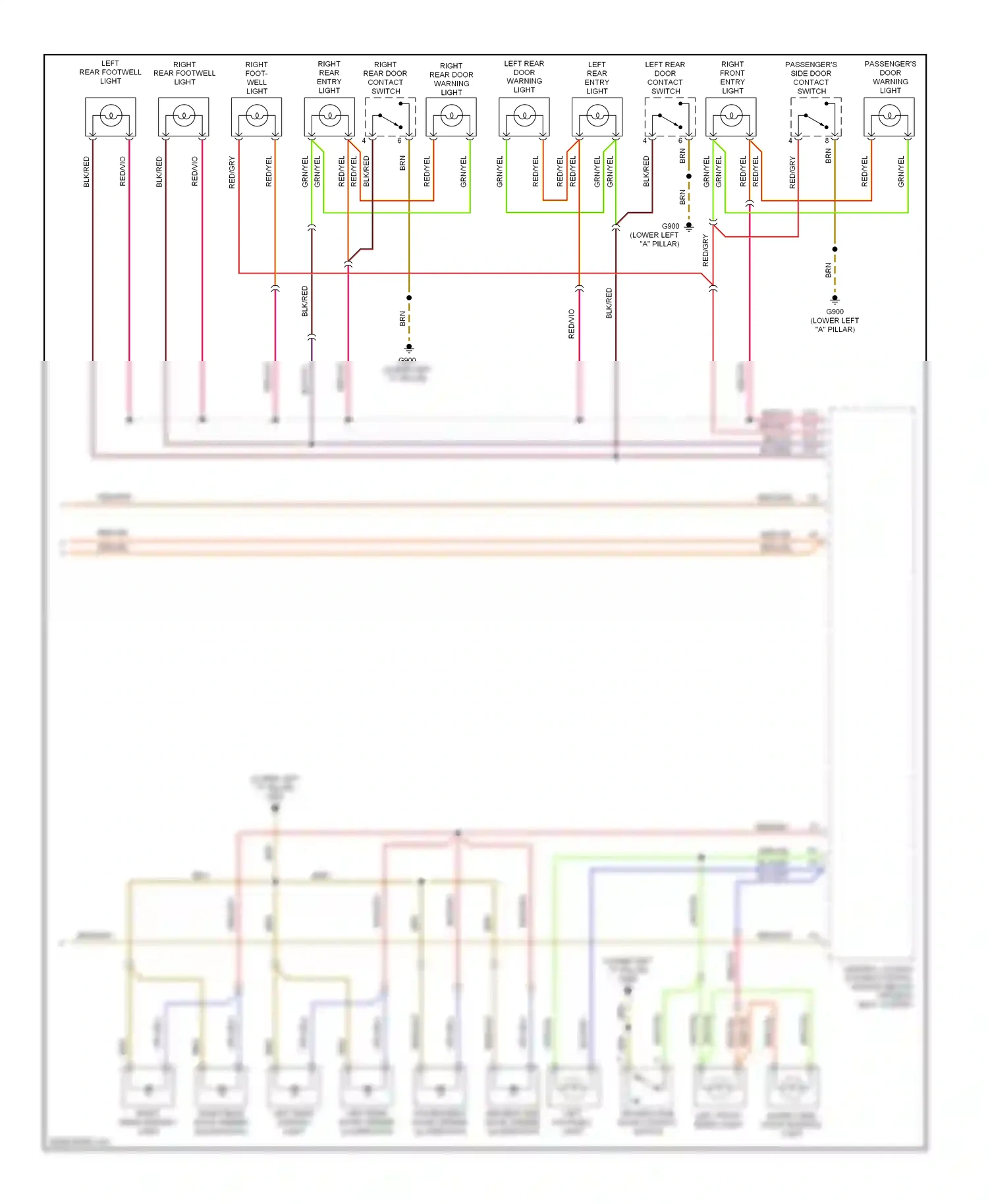 Audi A6 C5 (1997-2001) central locking system control module (below driver's seat, carpet) wiring diagram  (1 of 1)
