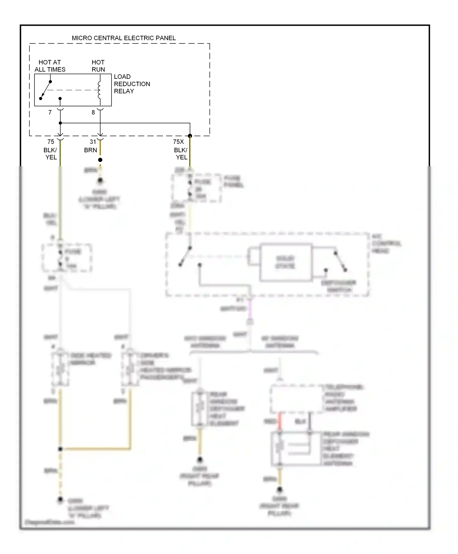 Audi A6 C5 (1997-2001) driver's side heated mirror passenger's side heated mirror wiring diagram  (1 of 1)