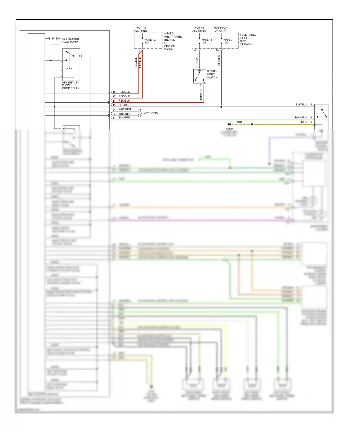 Audi A6 C5 (1997-2001) left front abs wheel speed sensor wiring diagram  (1 of 1)