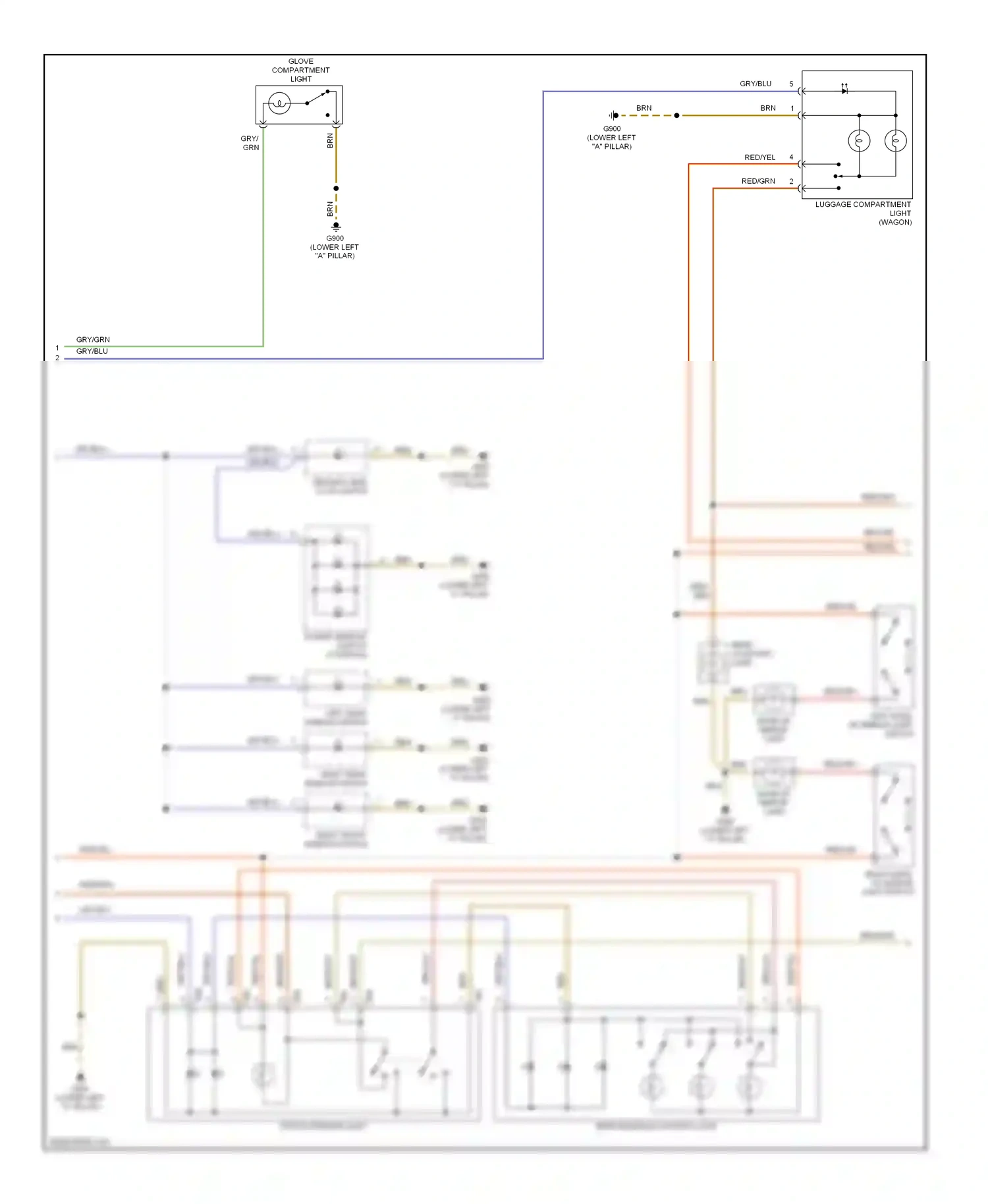 Audi A6 C5 (1997-2001) left make-up mirror light switch wiring diagram  (1 of 1)