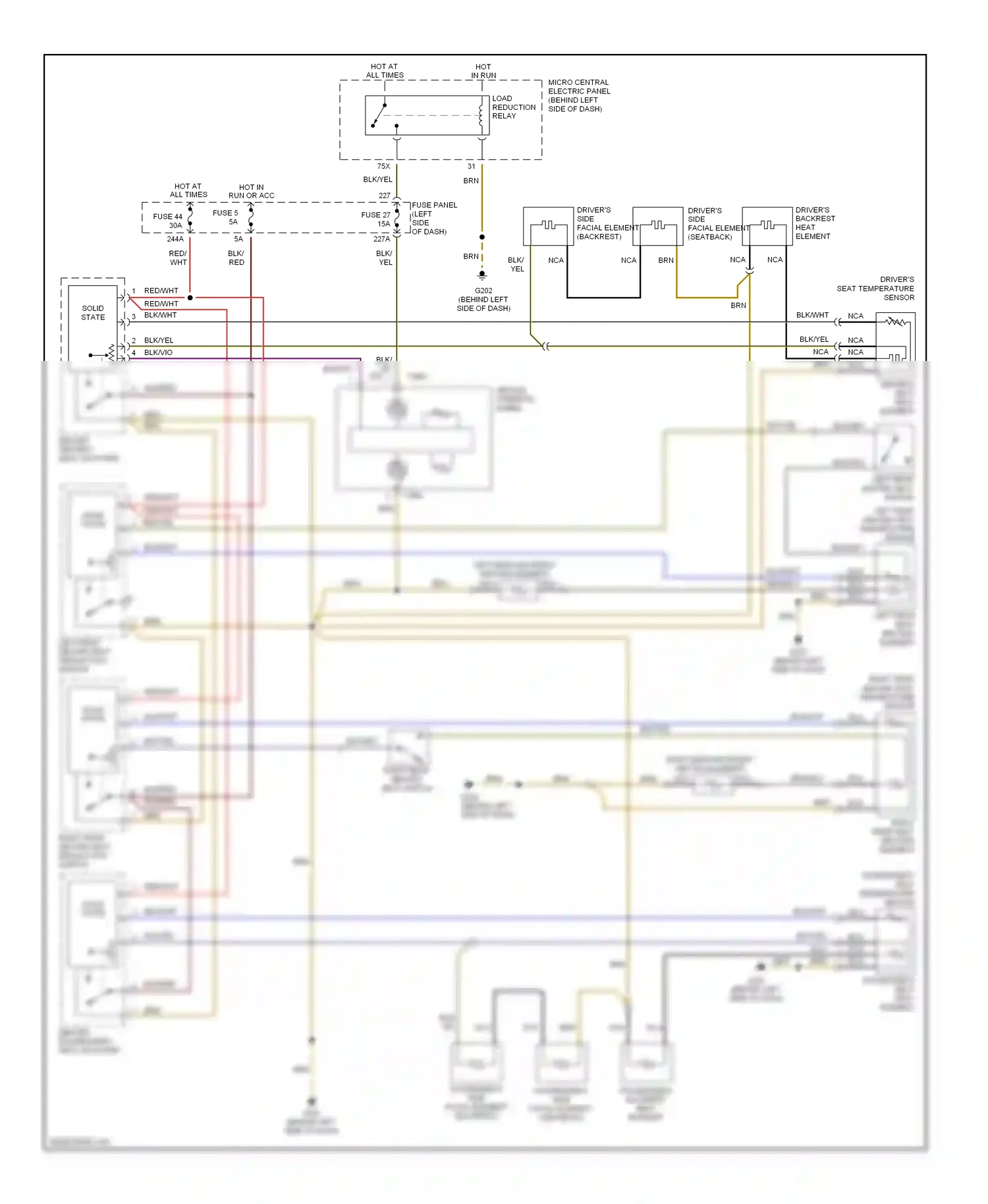 Audi A6 C5 (1997-2001) left rear heated seat regulating switch wiring diagram  (1 of 2)