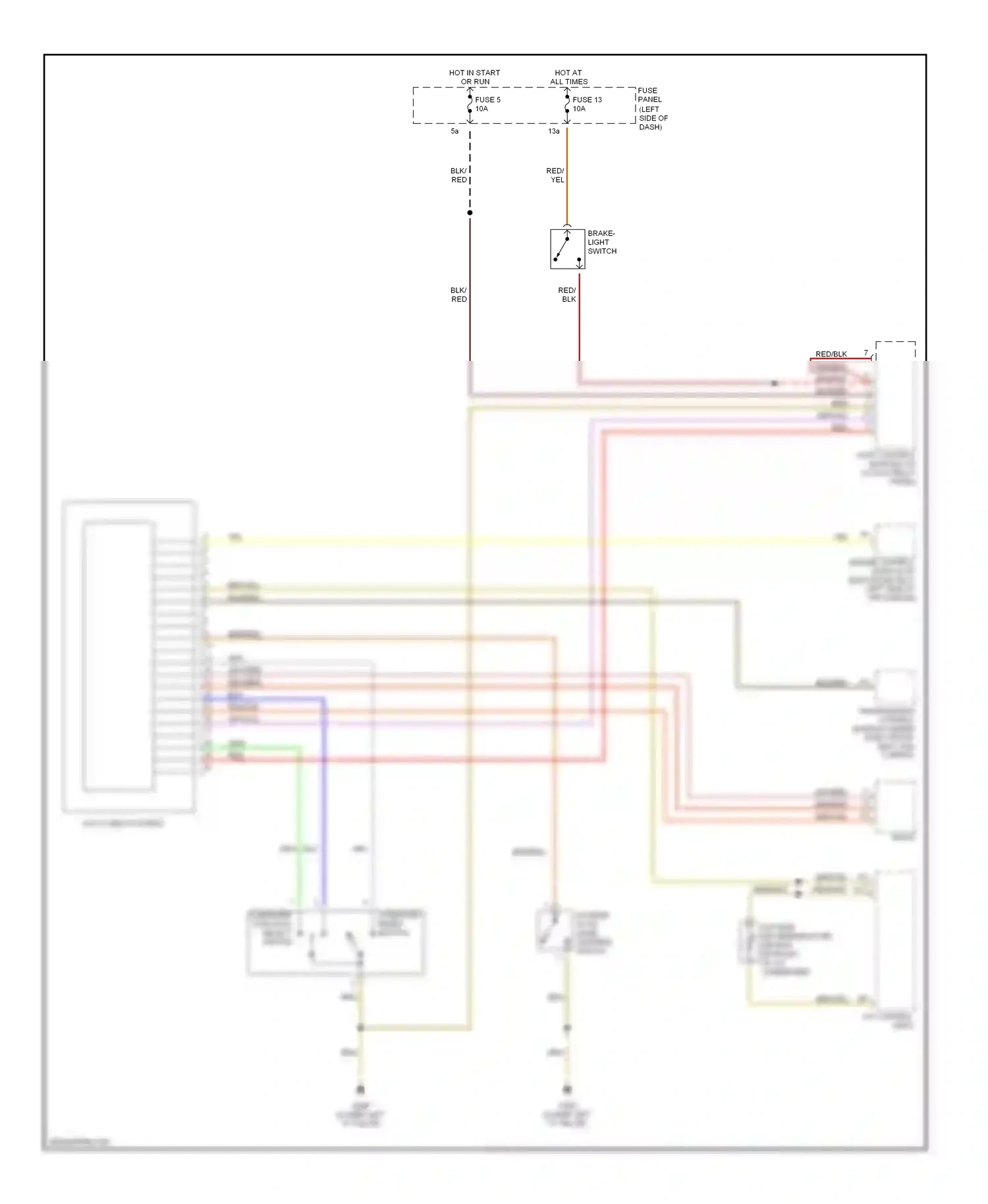 Audi A6 C5 (1997-2001) light control module (on 13-fold relay panel) wiring diagram  (1 of 1)