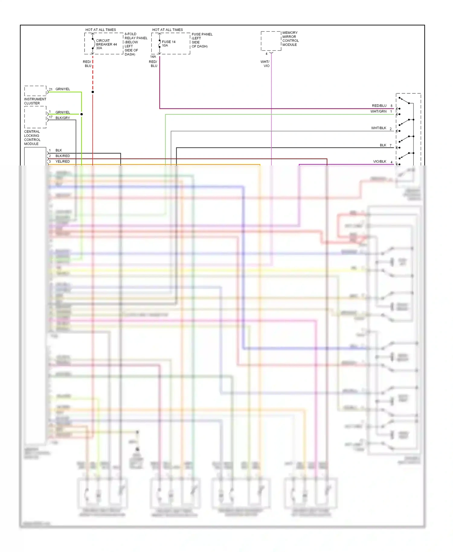 Audi A6 C5 (1997-2001) memory mirror control module wiring diagram  (2 of 2)