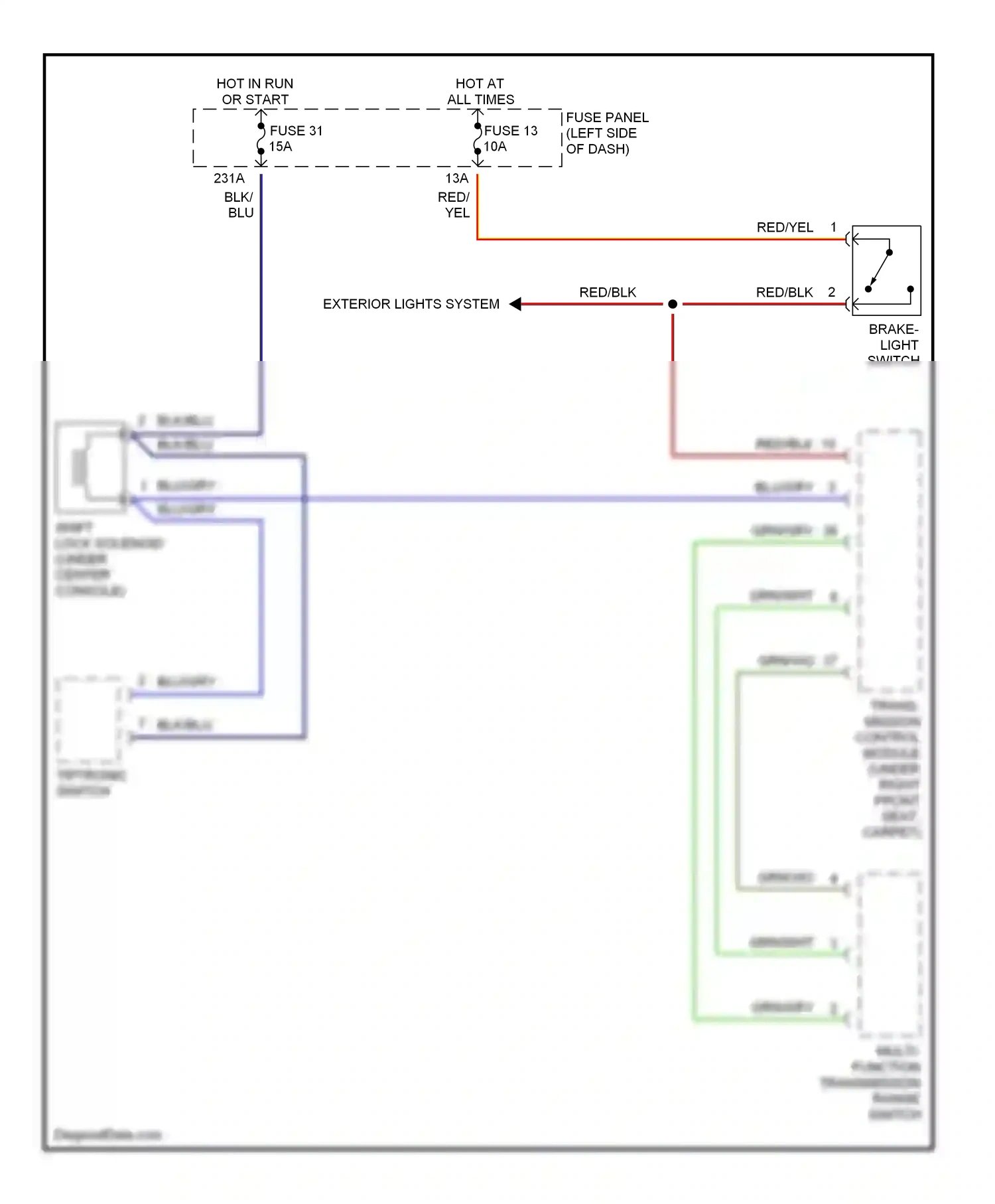 Audi A6 C5 (1997-2001) multi-function transmission range switch wiring diagram  (3 of 3)