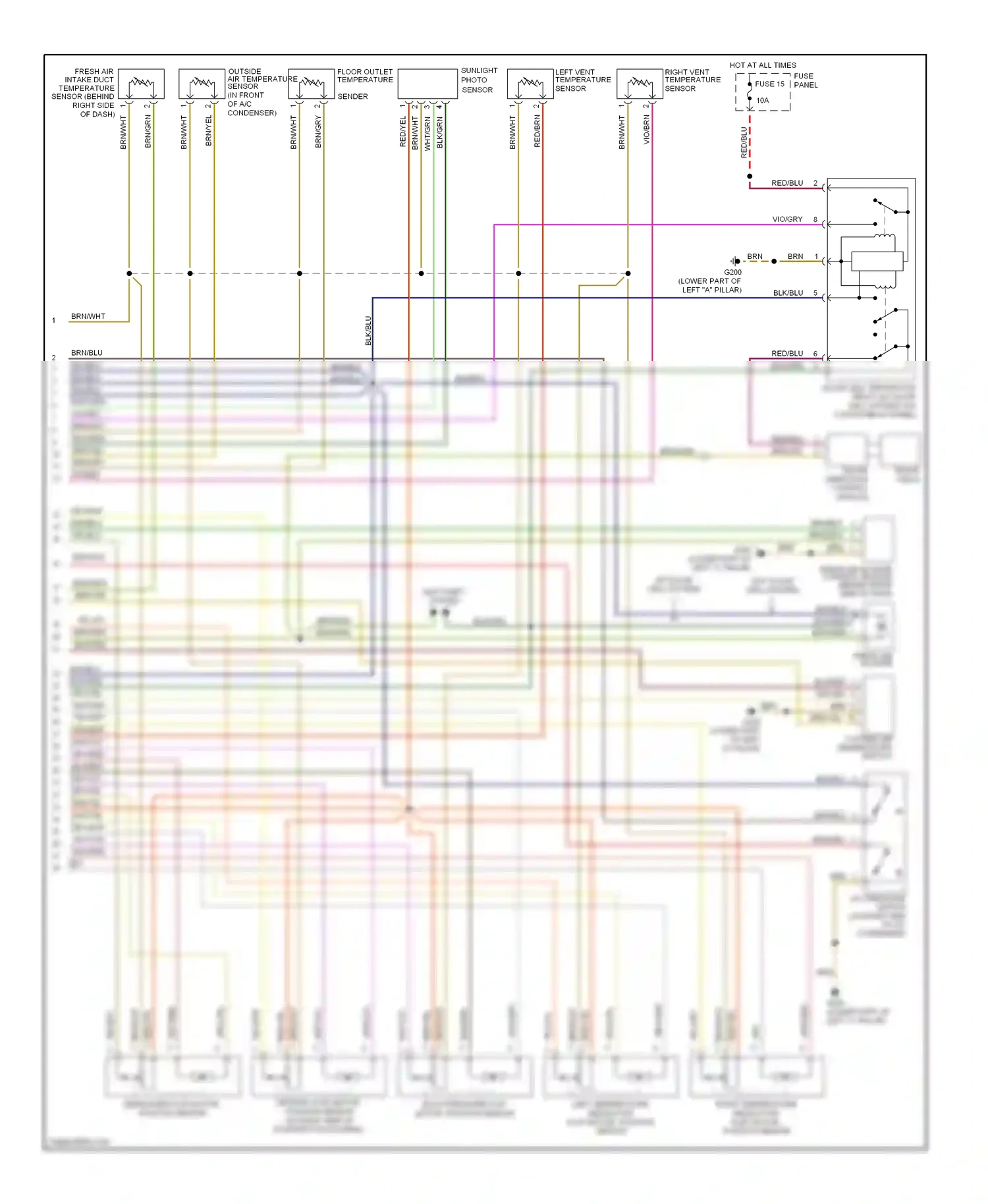 Audi A6 C5 (1997-2001) outside air temperature display wiring diagram  (1 of 1)