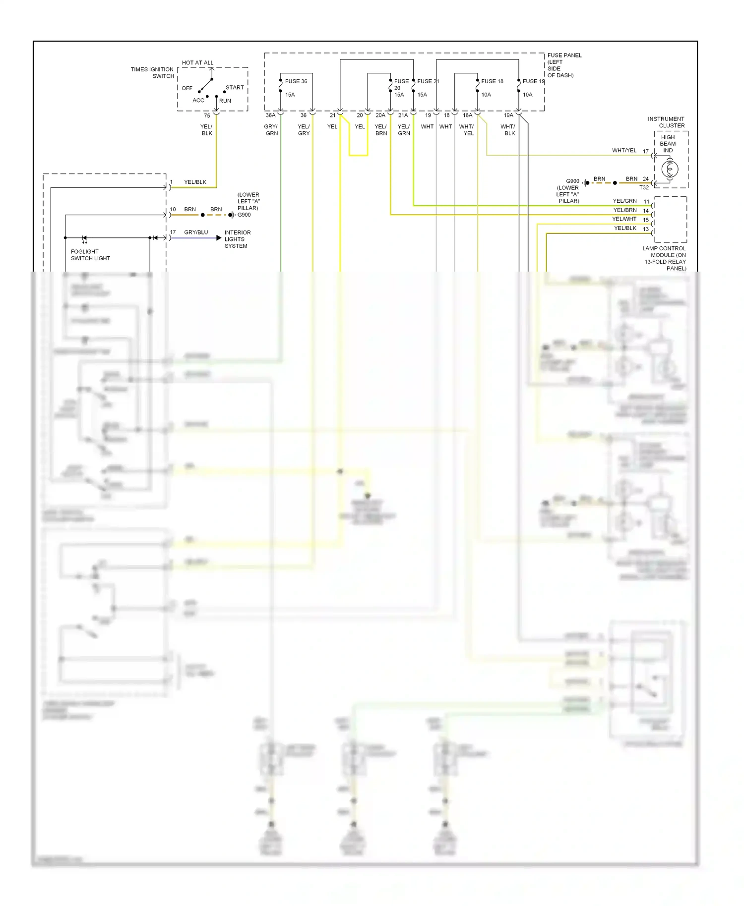 Audi A6 C5 (1997-2001) right foglight wiring diagram  (1 of 1)