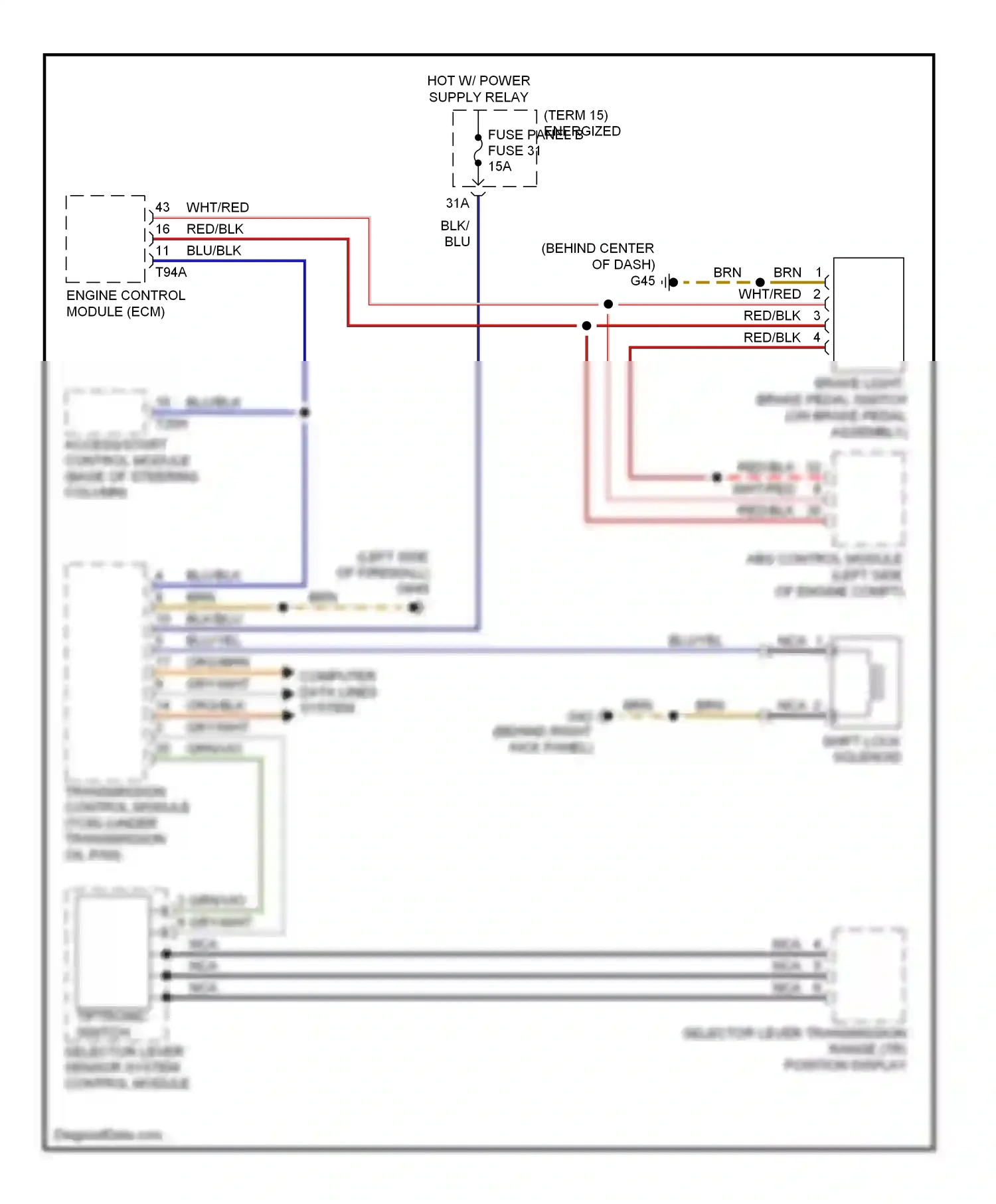 Audi A6 C6 facelift (2008-2011) abs control module (left side of engine compt) wiring diagram  (7 of 8)