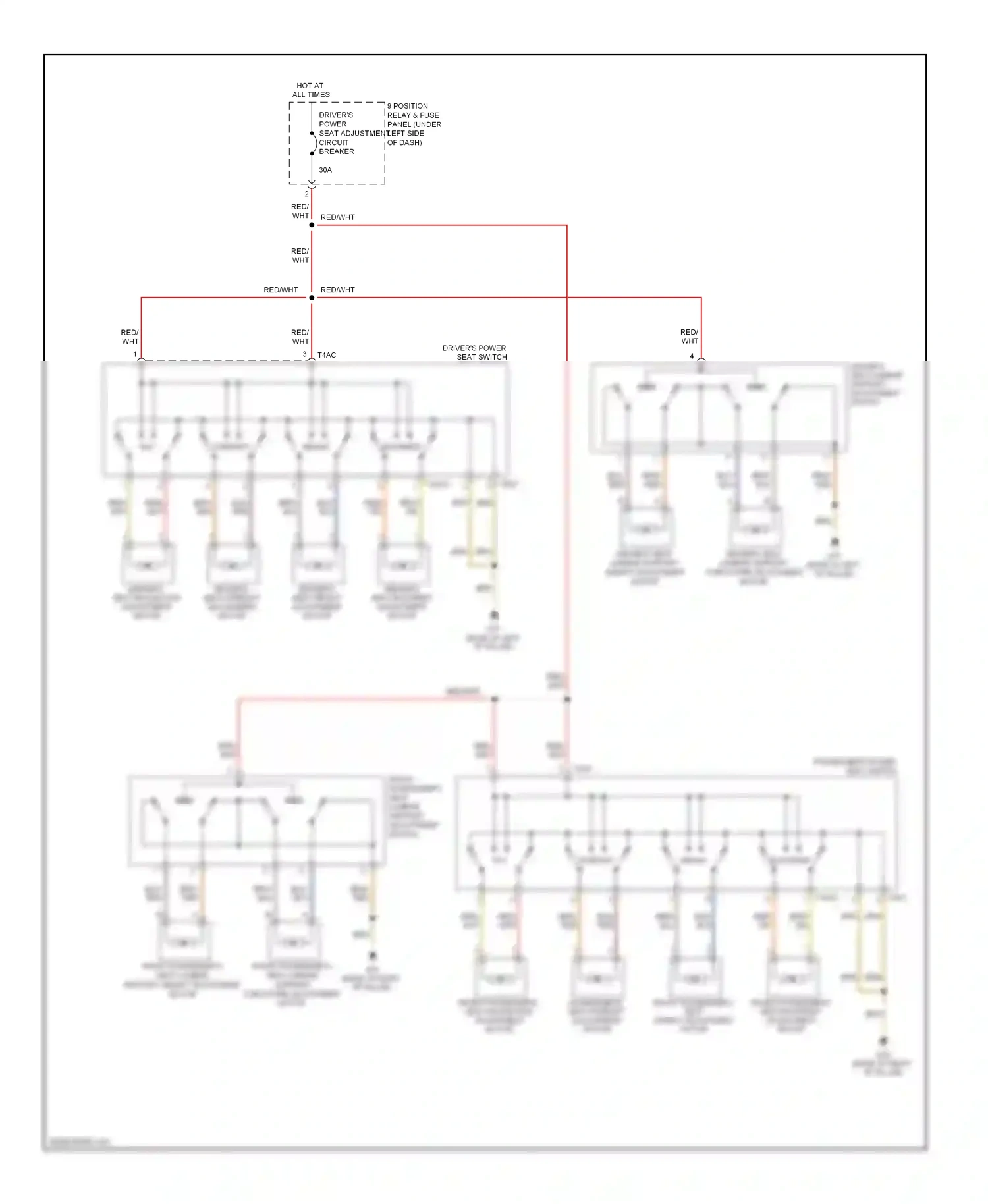Audi A6 C6 facelift (2008-2011) backrest wiring diagram  (2 of 2)