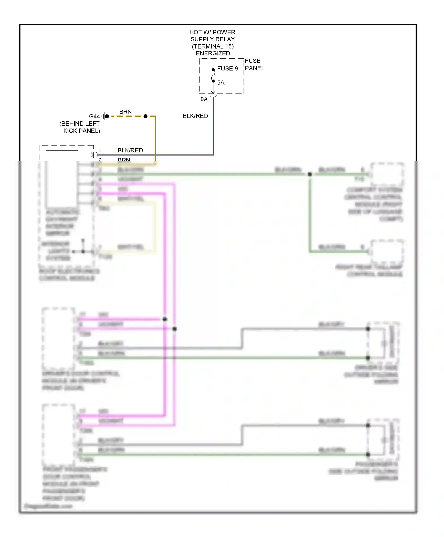 Audi A6 C6 facelift (2008-2011) (behind left kick panel) wiring diagram  (21 of 35)