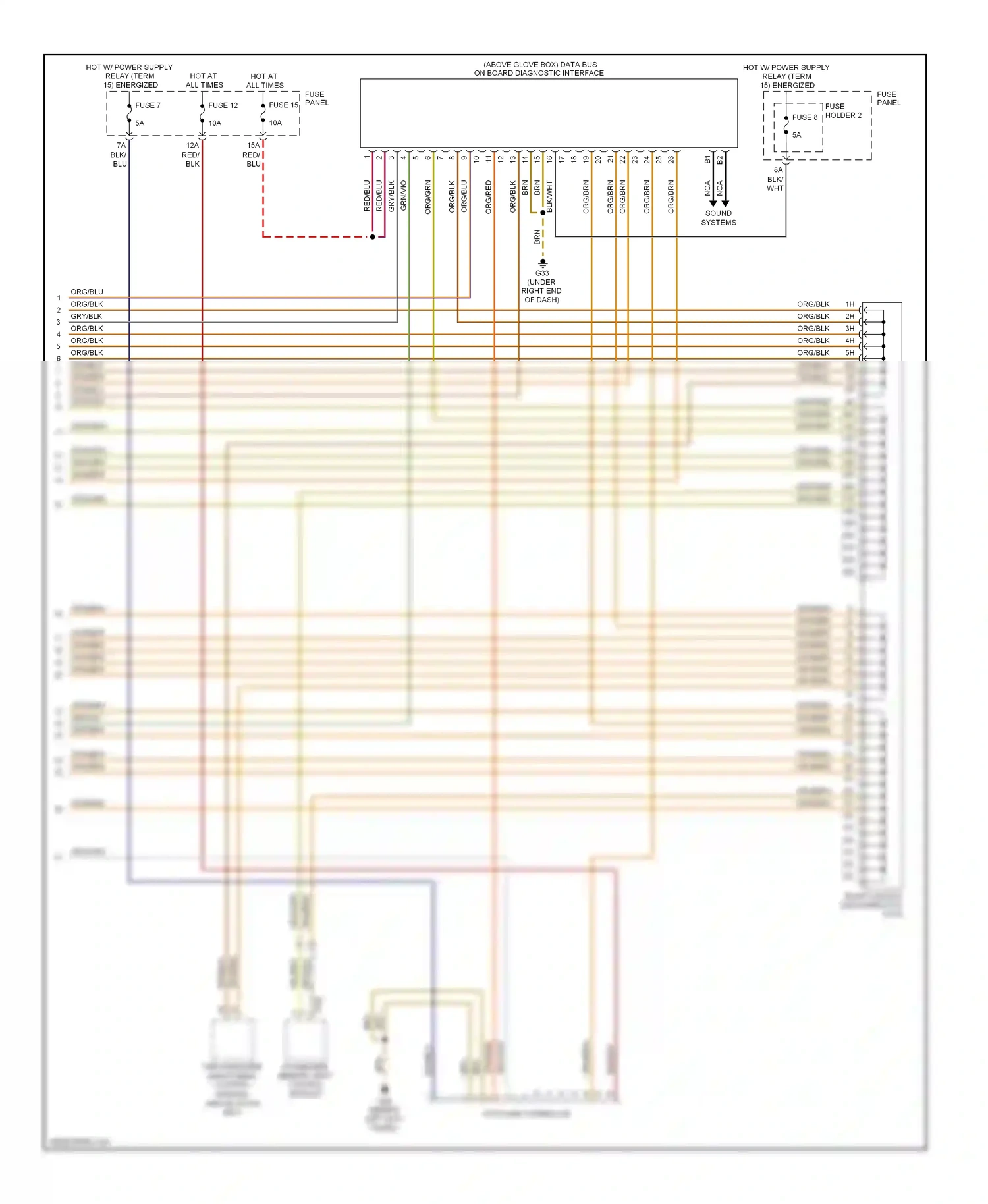 Audi A6 C6 facelift (2008-2011) (behind left kick panel) wiring diagram  (10 of 35)