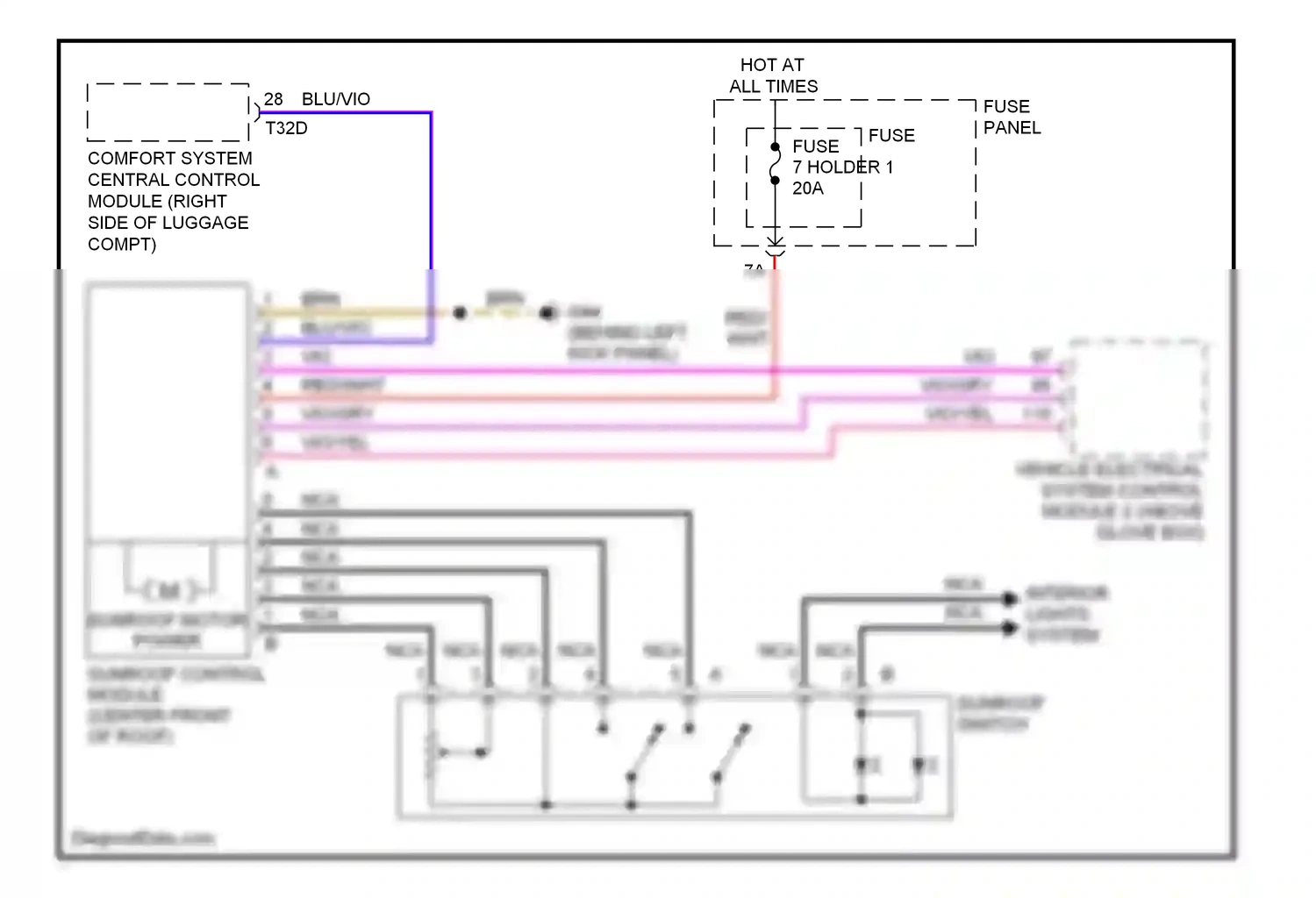 Audi A6 C6 facelift (2008-2011) (behind left kick panel) wiring diagram  (32 of 35)