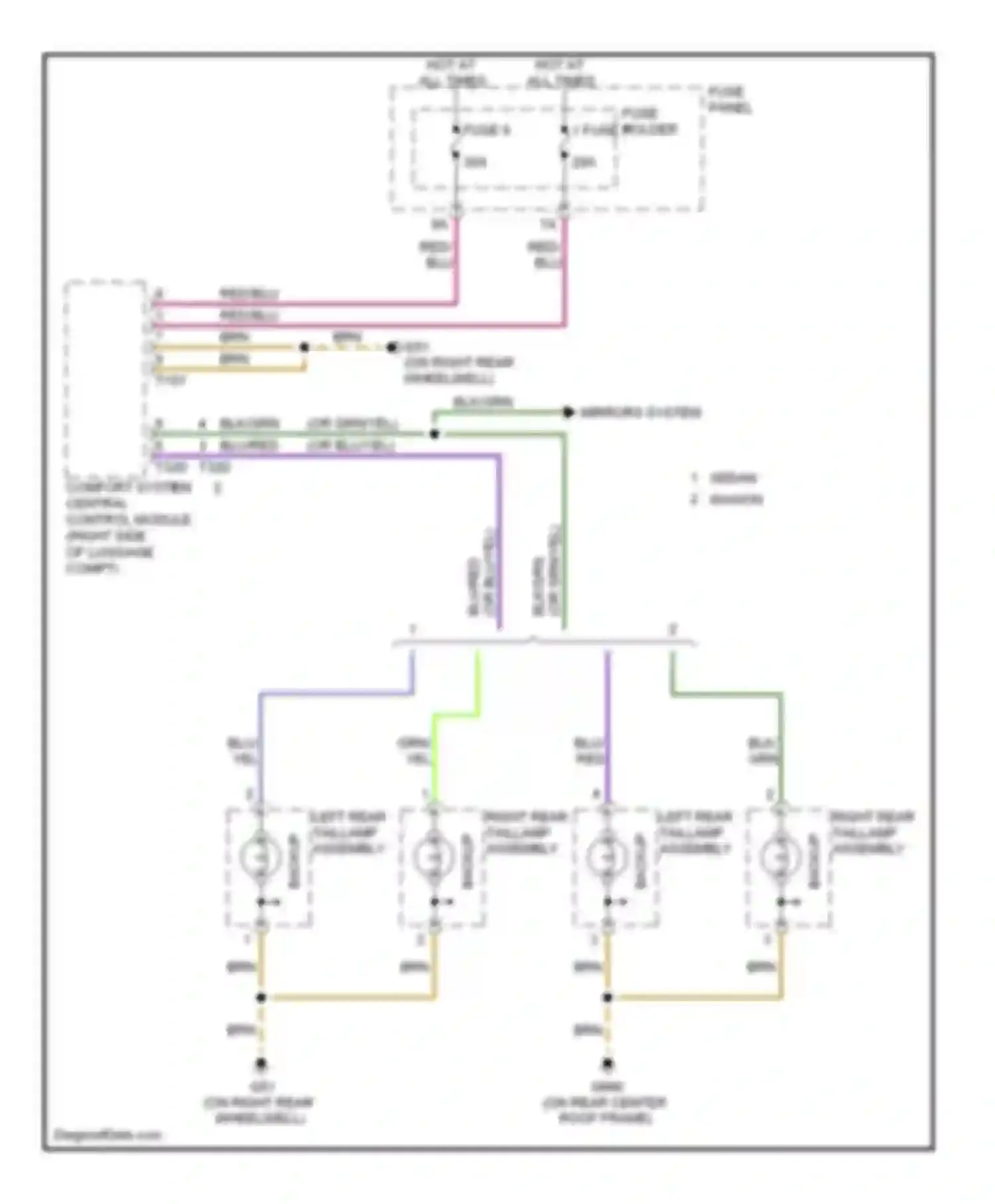 Wiring diagram mirrors system for Audi A6 C6 facelift (2008-2011)