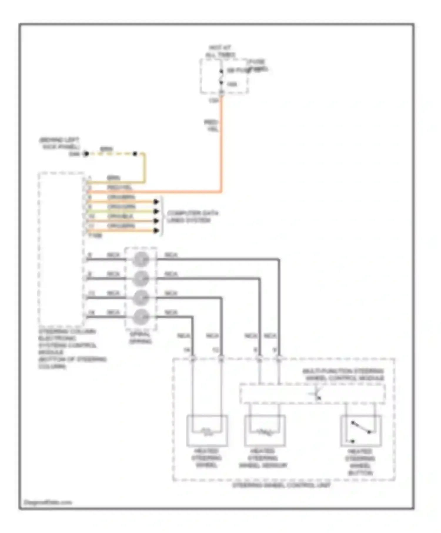 Wiring diagram steering wheel control unit for Audi A6 C6 facelift (2008-2011)