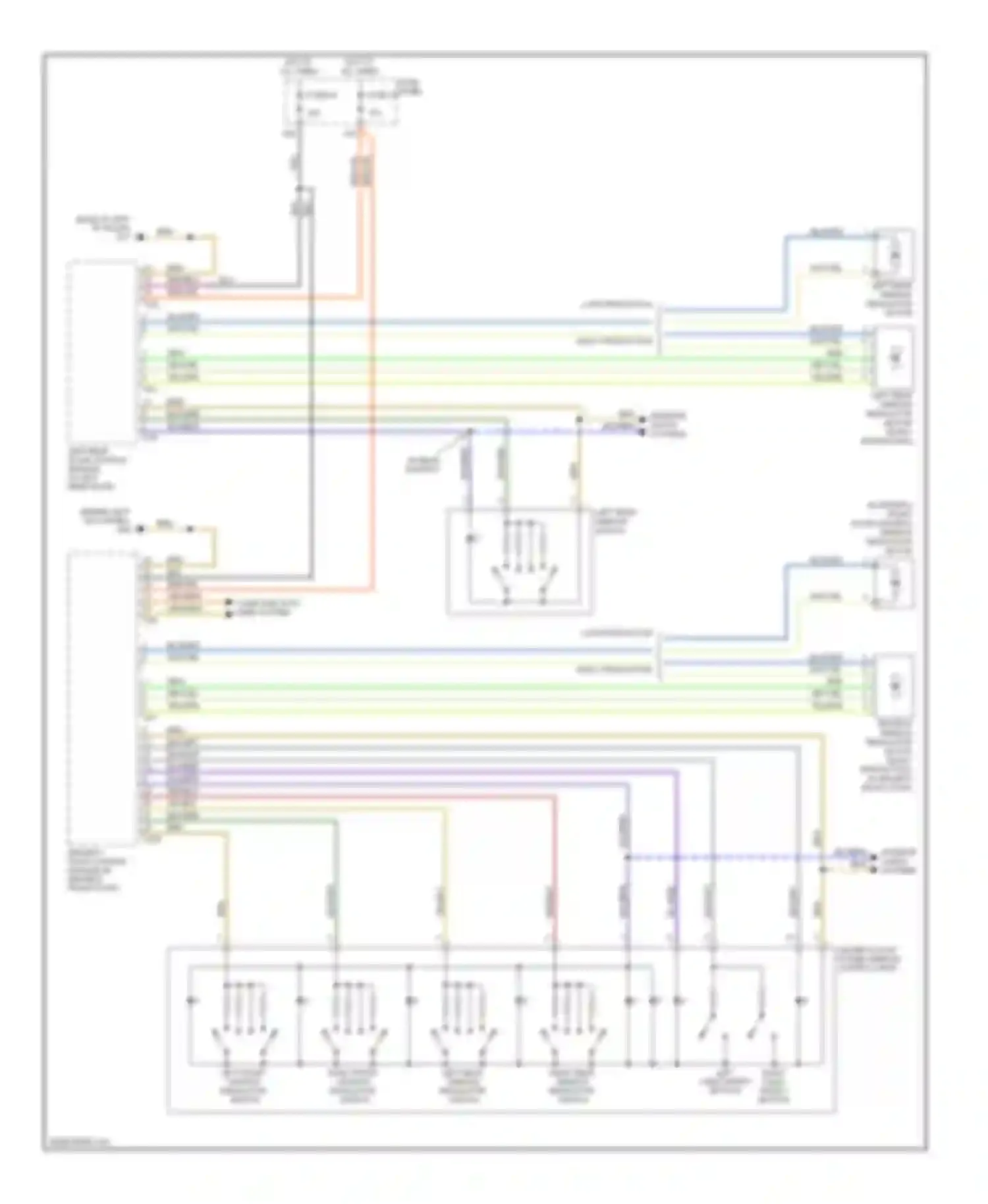 Wiring diagram left front window regulator switch for Audi A6 C6 facelift (2008-2011)