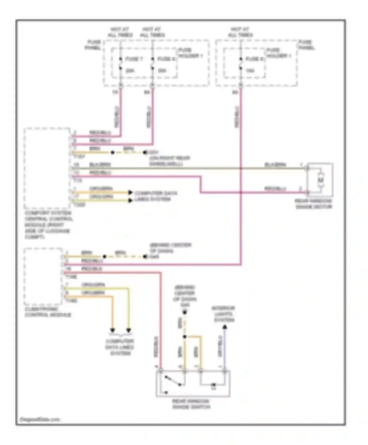 Wiring diagram rear window shade switch for Audi A6 C6 facelift (2008-2011)