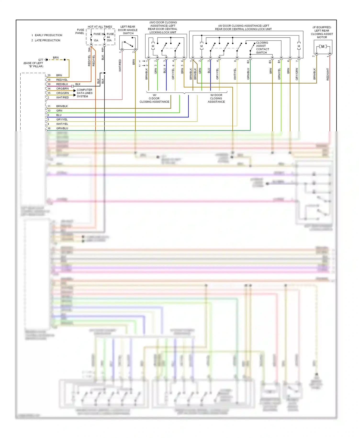 Audi A6 C6 facelift (2008-2011) left rear door handle switch wiring diagram  (1 of 1)
