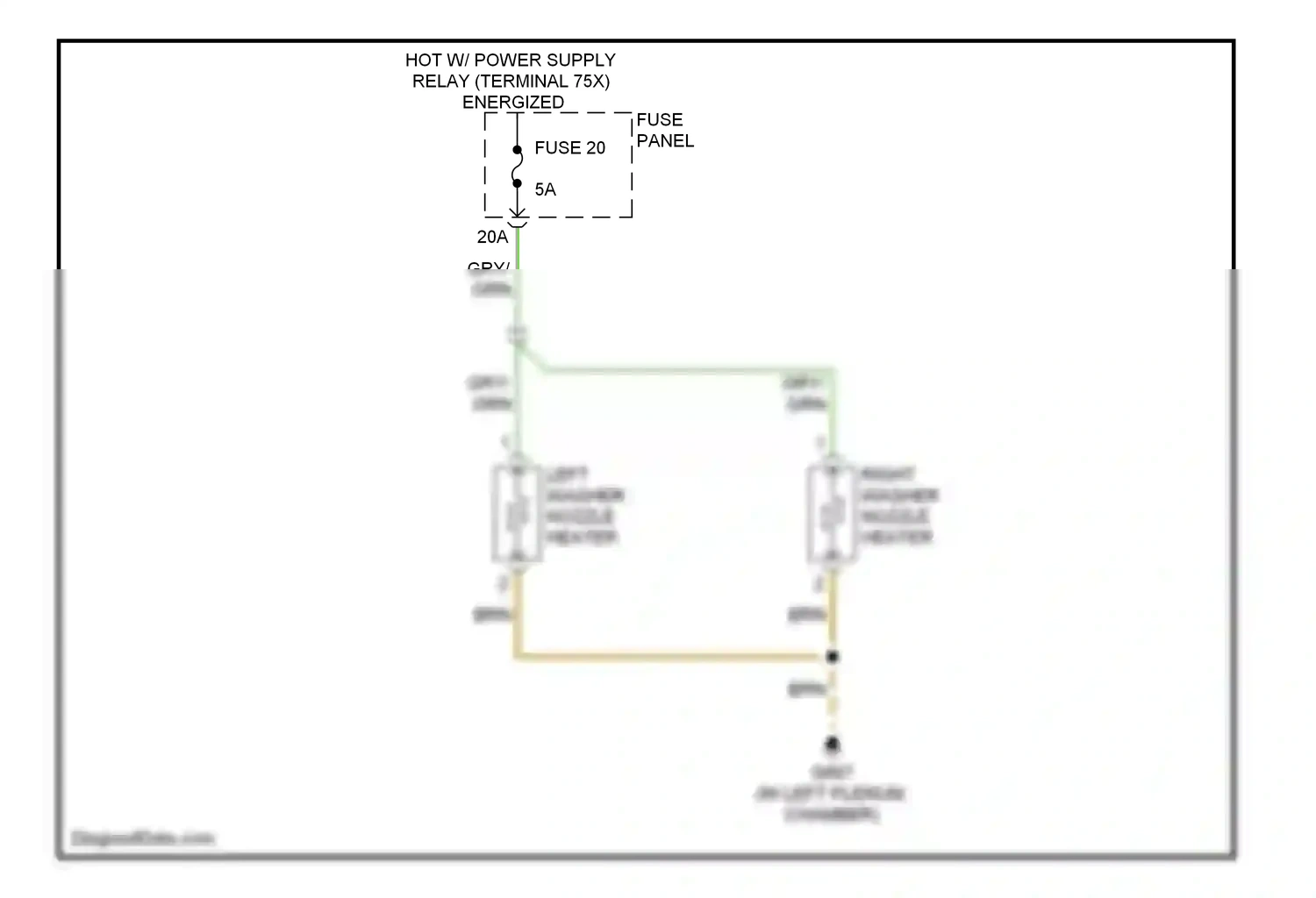 Audi A6 C6 facelift (2008-2011) left washer nozzle heater wiring diagram  (1 of 2)