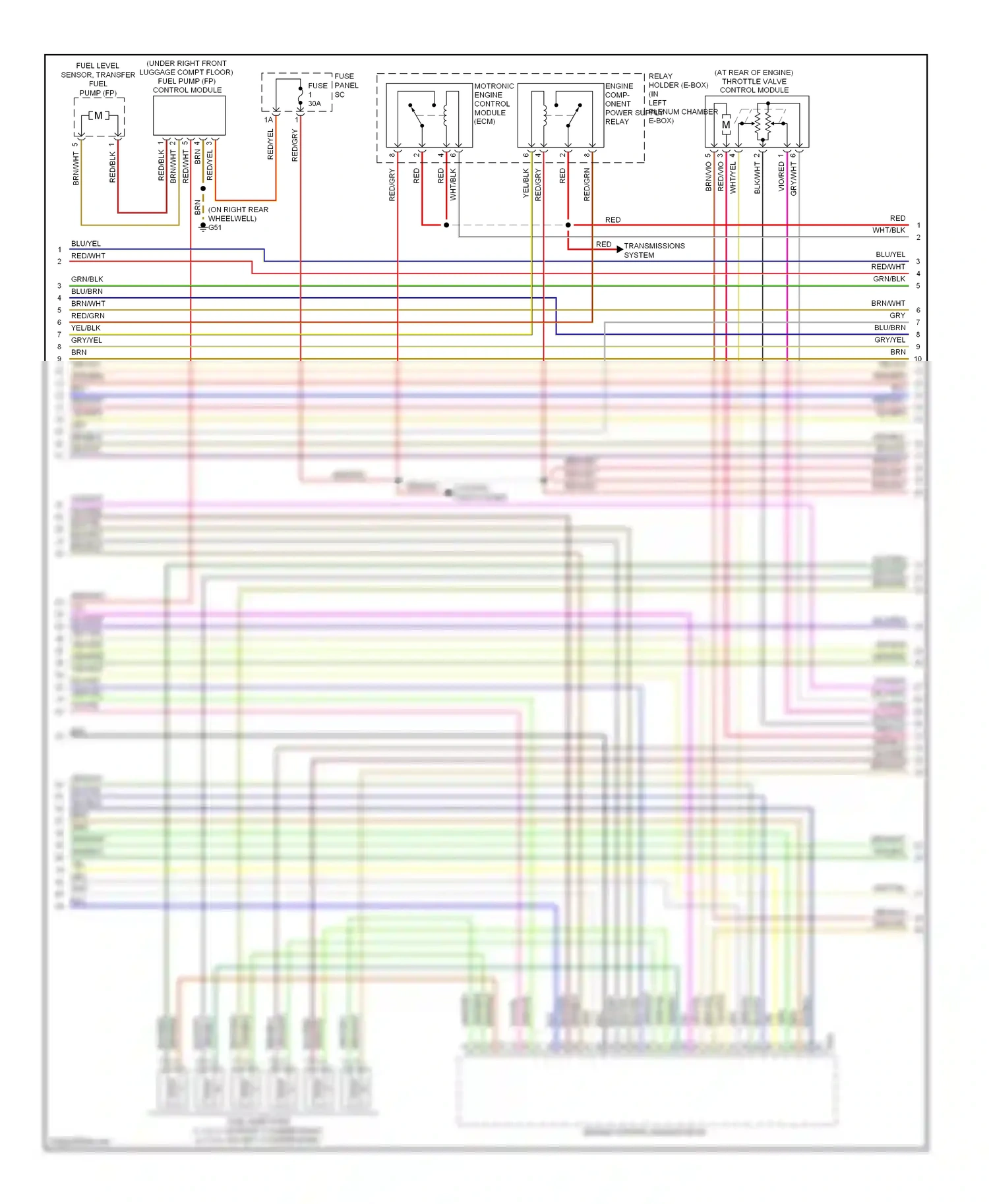 Audi A6 C6 facelift (2008-2011) relay holder (e-box) (in left plenum chamber e-box) wiring diagram  (4 of 5)
