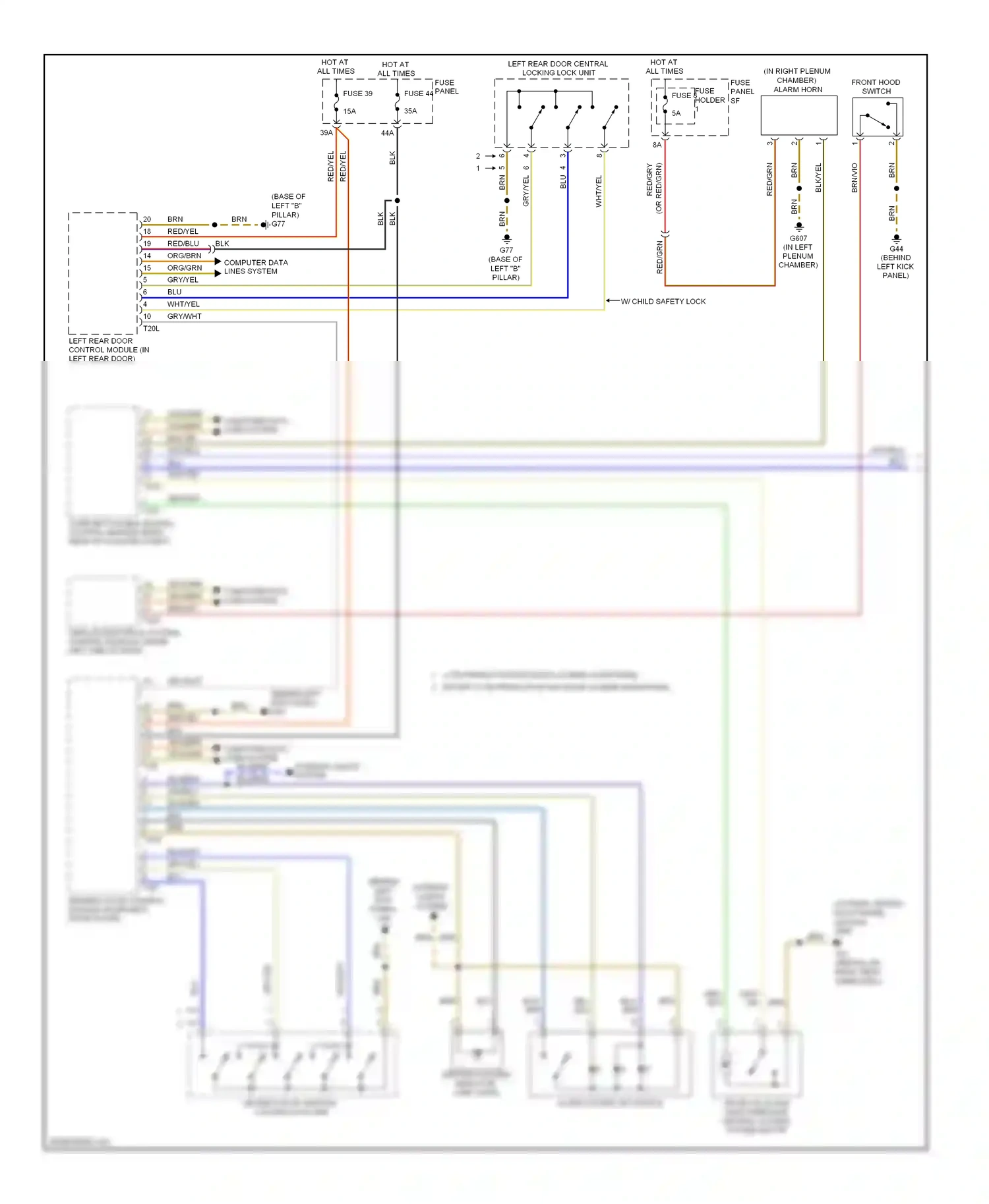 Audi A6 C6 facelift (2008-2011) vehicle electrical system control module (under left side of dash) wiring diagram  (1 of 13)
