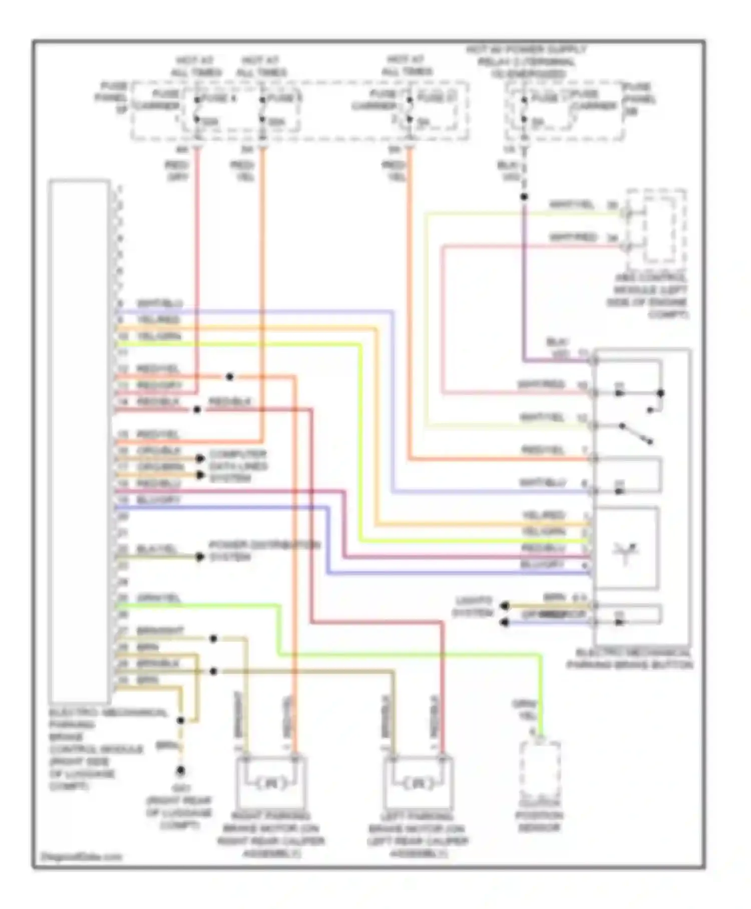 A6 Audi C7 (2011-2014): Electronic parking brake circuit