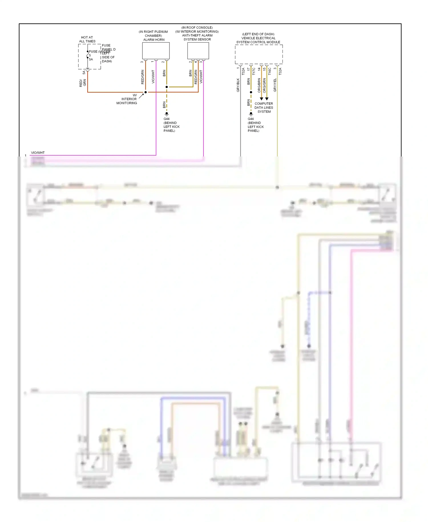 Audi A6 C7 (2011-2014) (behind left kick panel) wiring diagram  (1 of 31)