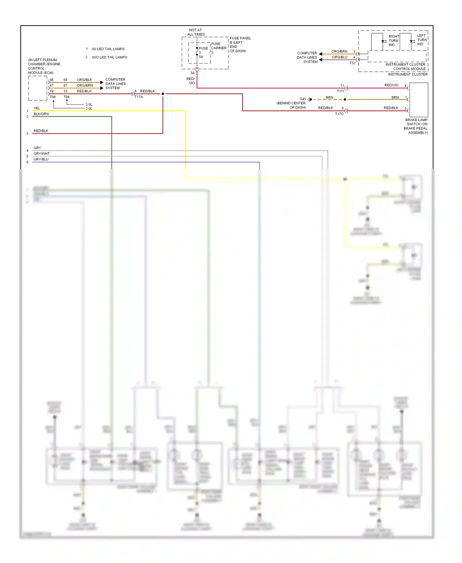 Audi A6 C7 (2011-2014) bulb wiring diagram  (1 of 3)