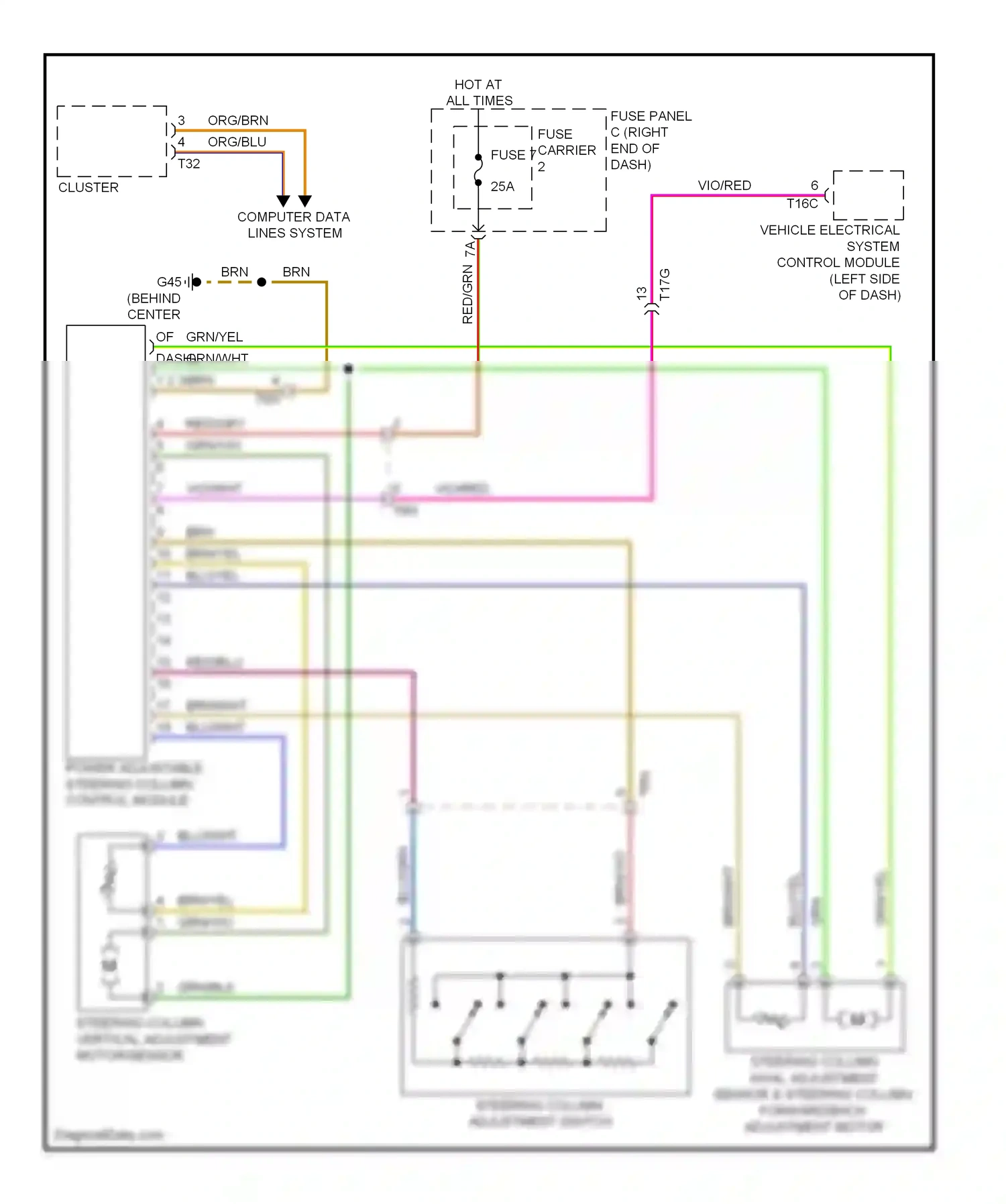 Audi A6 C7 (2011-2014) cluster wiring diagram  (1 of 1)