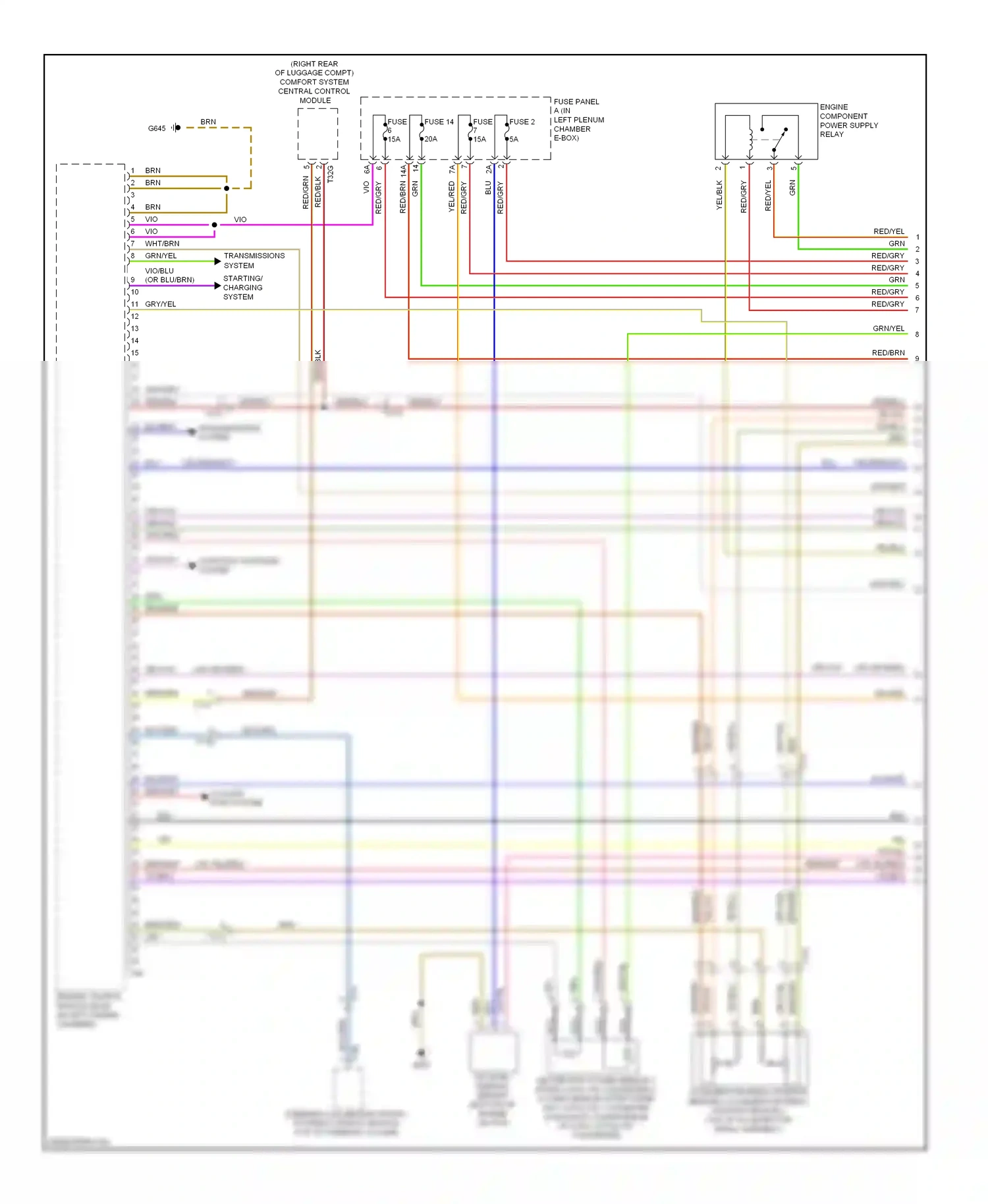 Audi A6 C7 (2011-2014) fuse panel a (in left plenum chamber e-box) wiring diagram  (2 of 5)