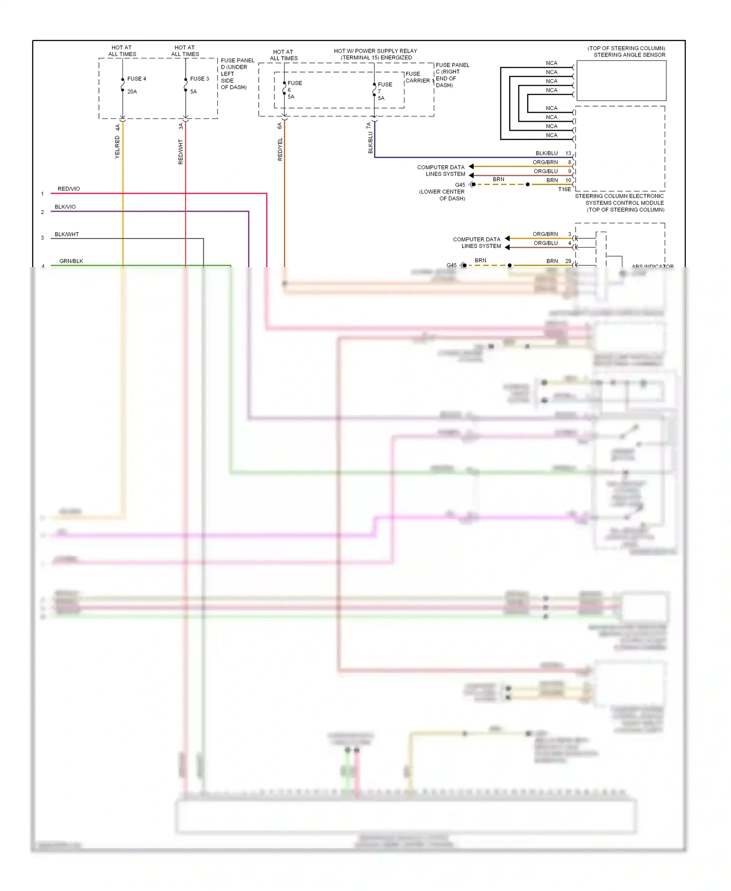 Audi A6 C7 (2011-2014) sensor electronics control module (under center console) wiring diagram  (1 of 2)
