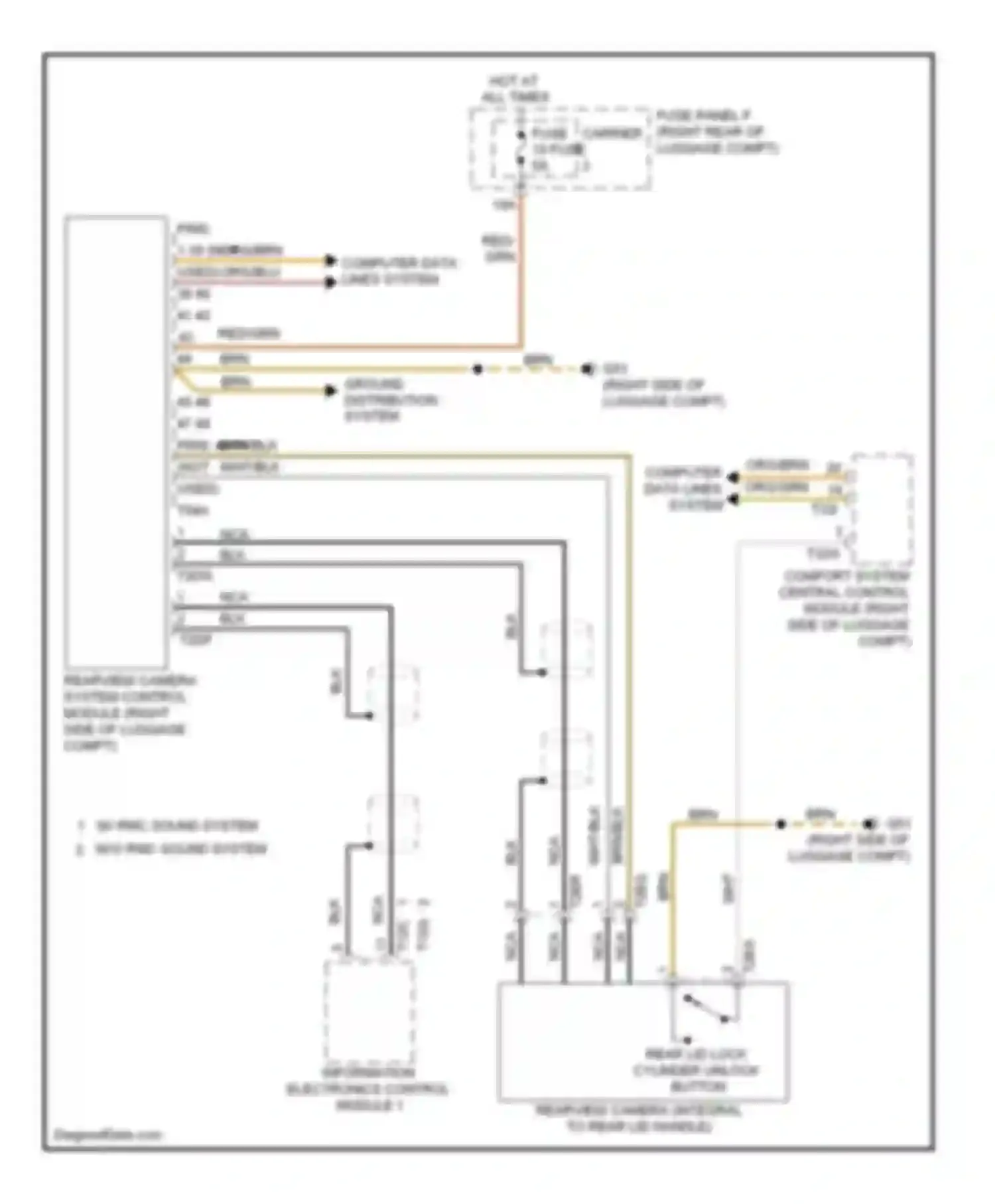 Wiring diagram w/ rmc sound system w/o rmc sound system for Audi A6 C7 (2011-2014) (2 of 2)