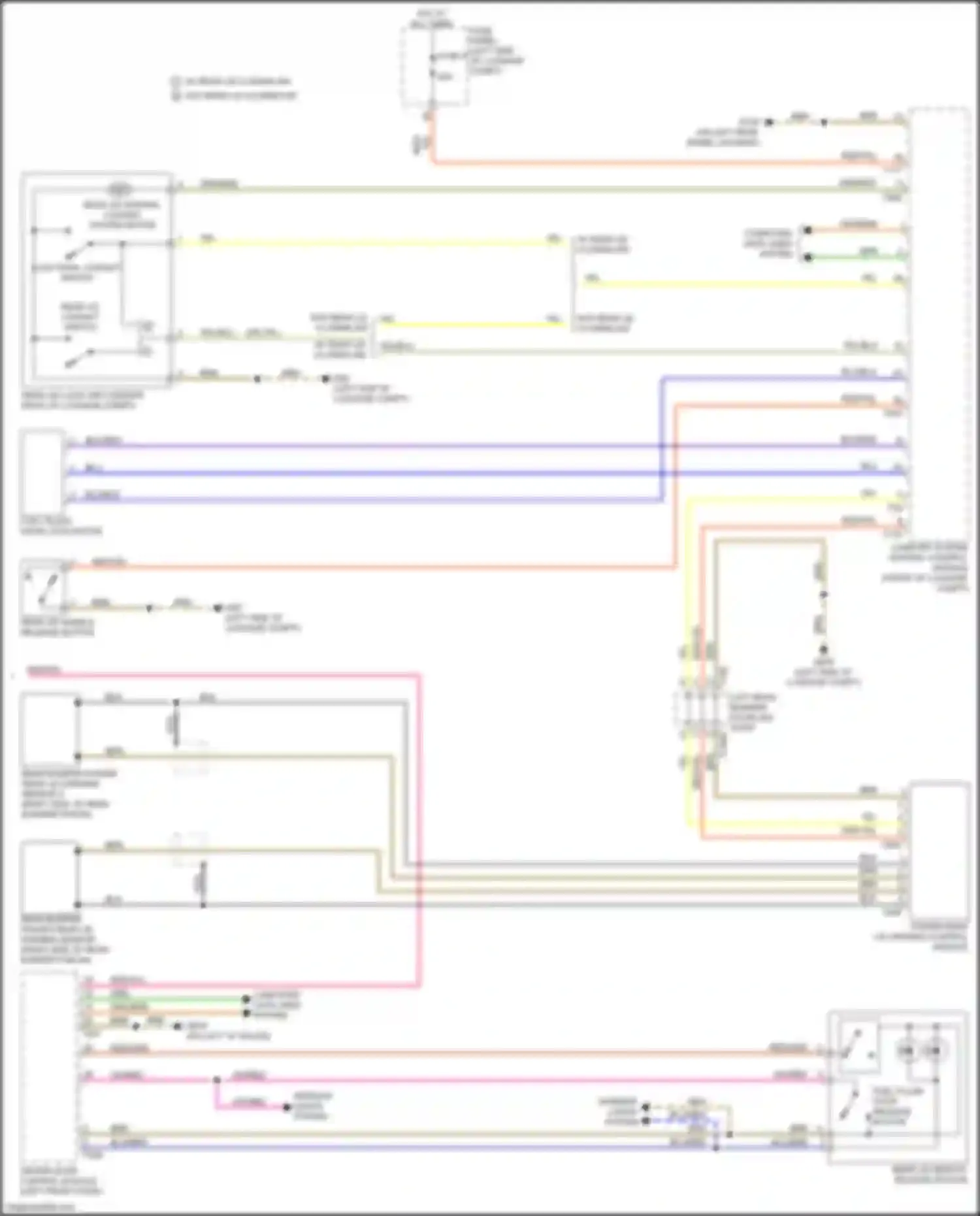 A6 Audi C8 facelift (2022-2024): Trunk & fuel door release circuit (2 of 2)