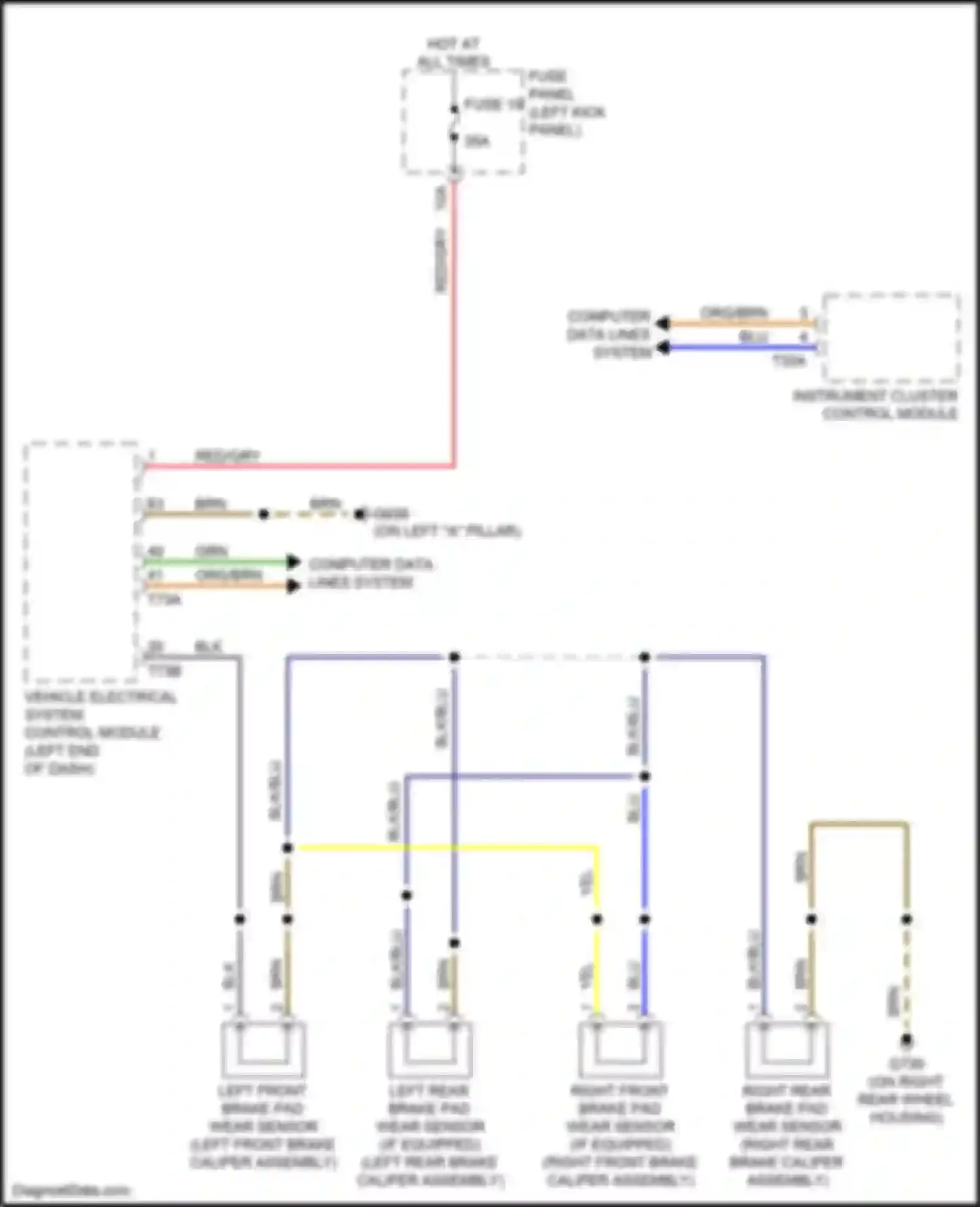 A6 Audi C8 (2018-2023): Brake wear sensor circuit