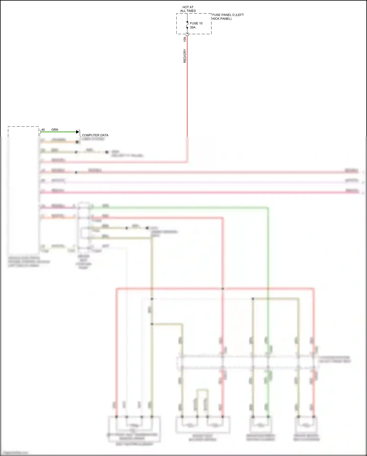 Audi A6 C8 (2018-2023) fuse panel d (left kick panel) wiring diagram  (1 of 3)