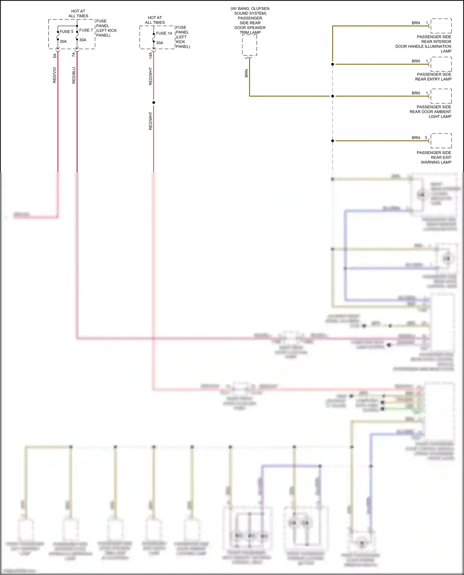 Audi A6 C8 (2018-2023) (left kick panel) wiring diagram  (50 of 95)