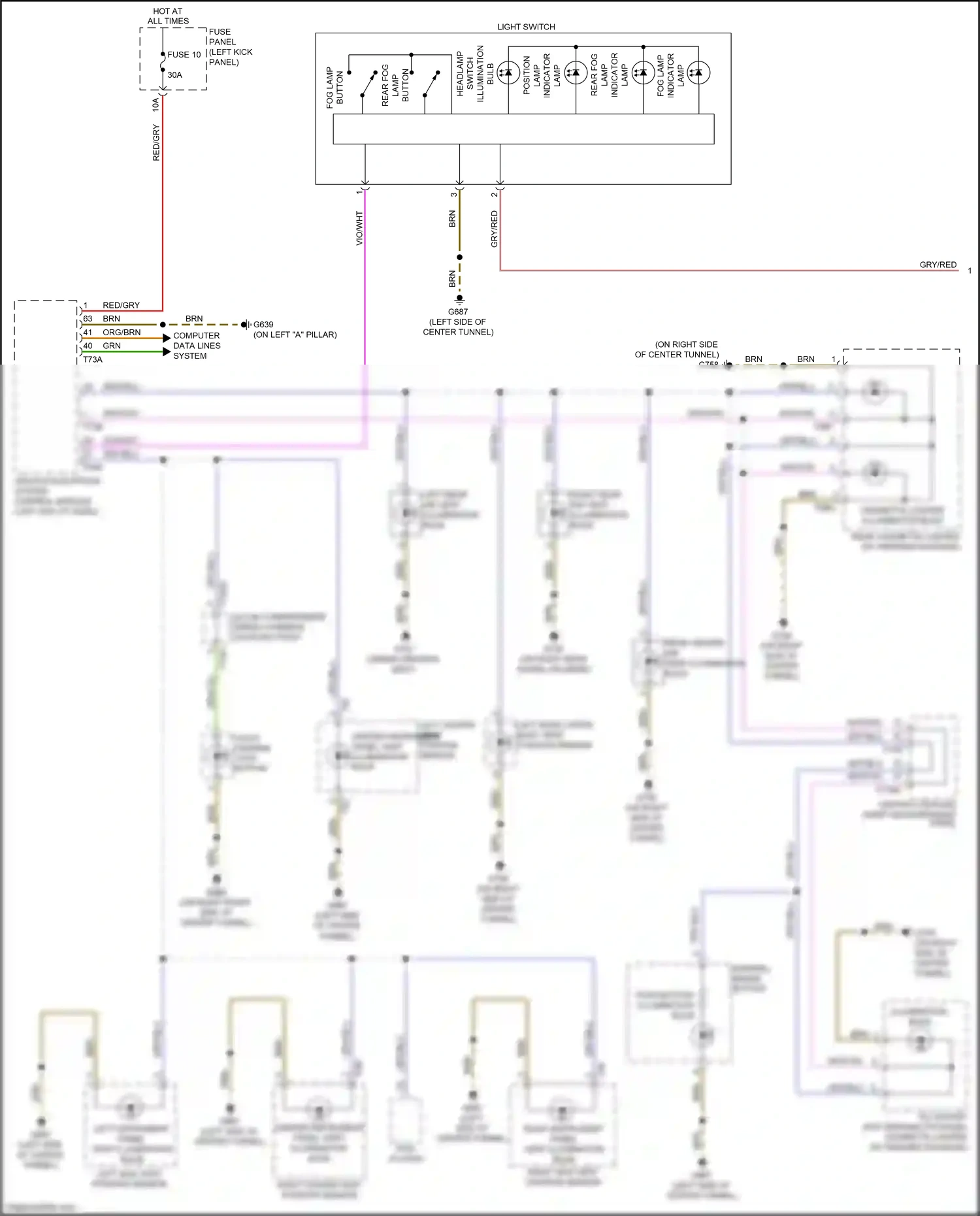 Audi A6 C8 (2018-2023) (left kick panel) wiring diagram  (59 of 95)