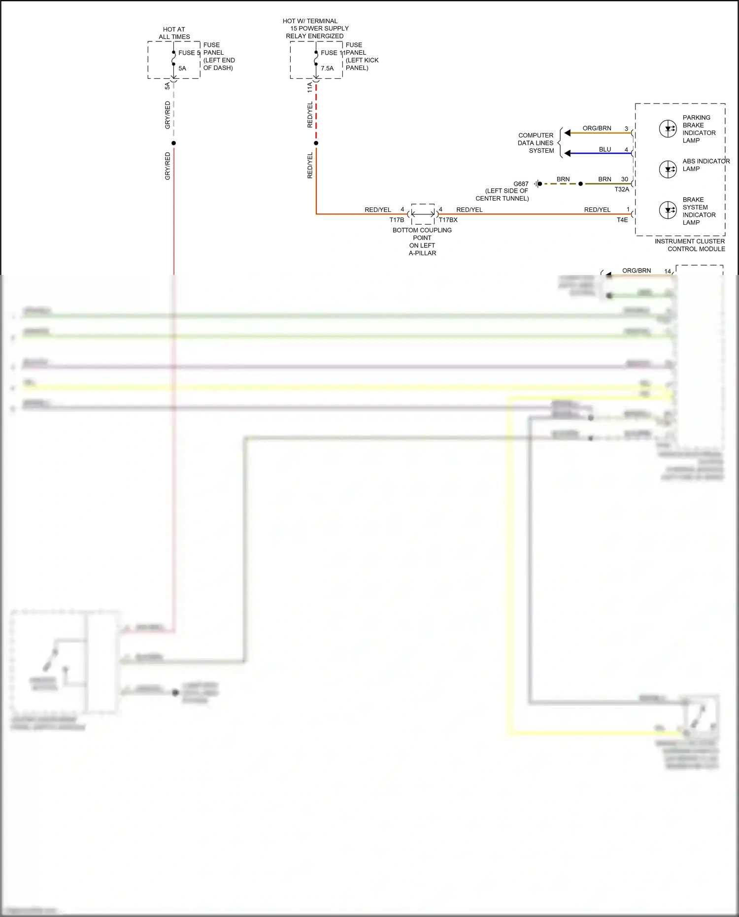Audi A6 C8 (2018-2023) (left kick panel) wiring diagram  (3 of 95)