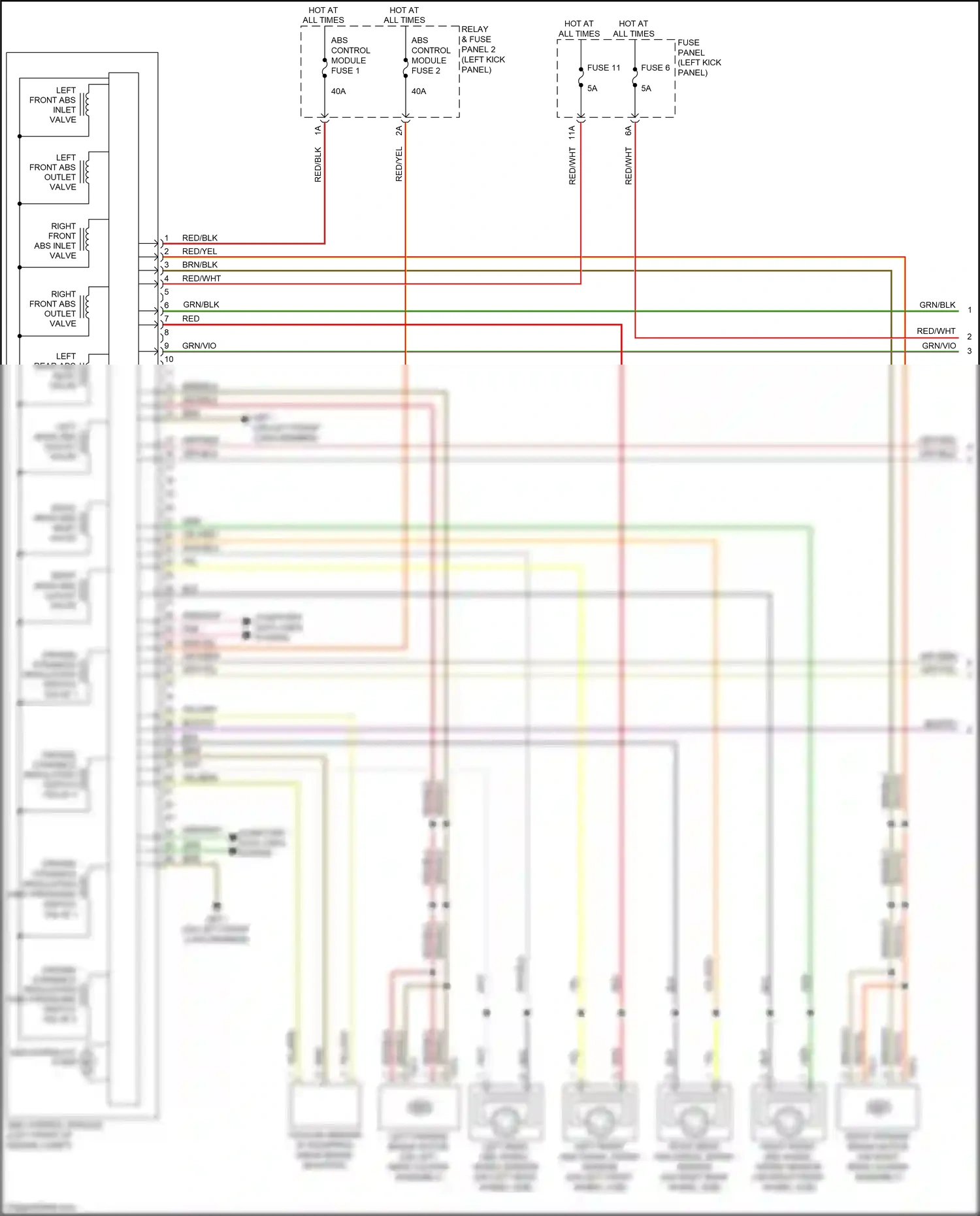 Audi A6 C8 (2018-2023) (left kick panel) wiring diagram  (1 of 95)