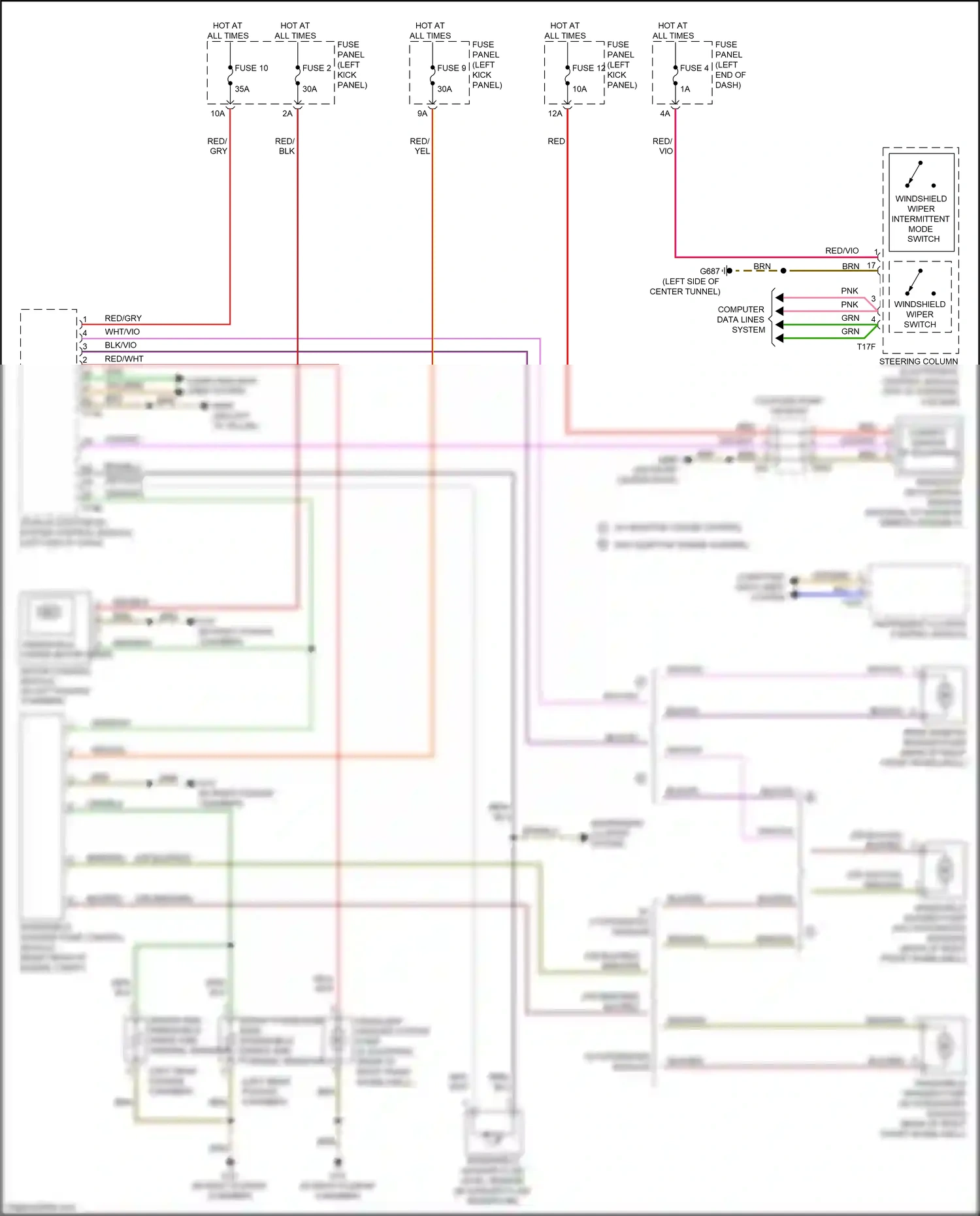 Audi A6 C8 (2018-2023) (left kick panel) wiring diagram  (81 of 95)