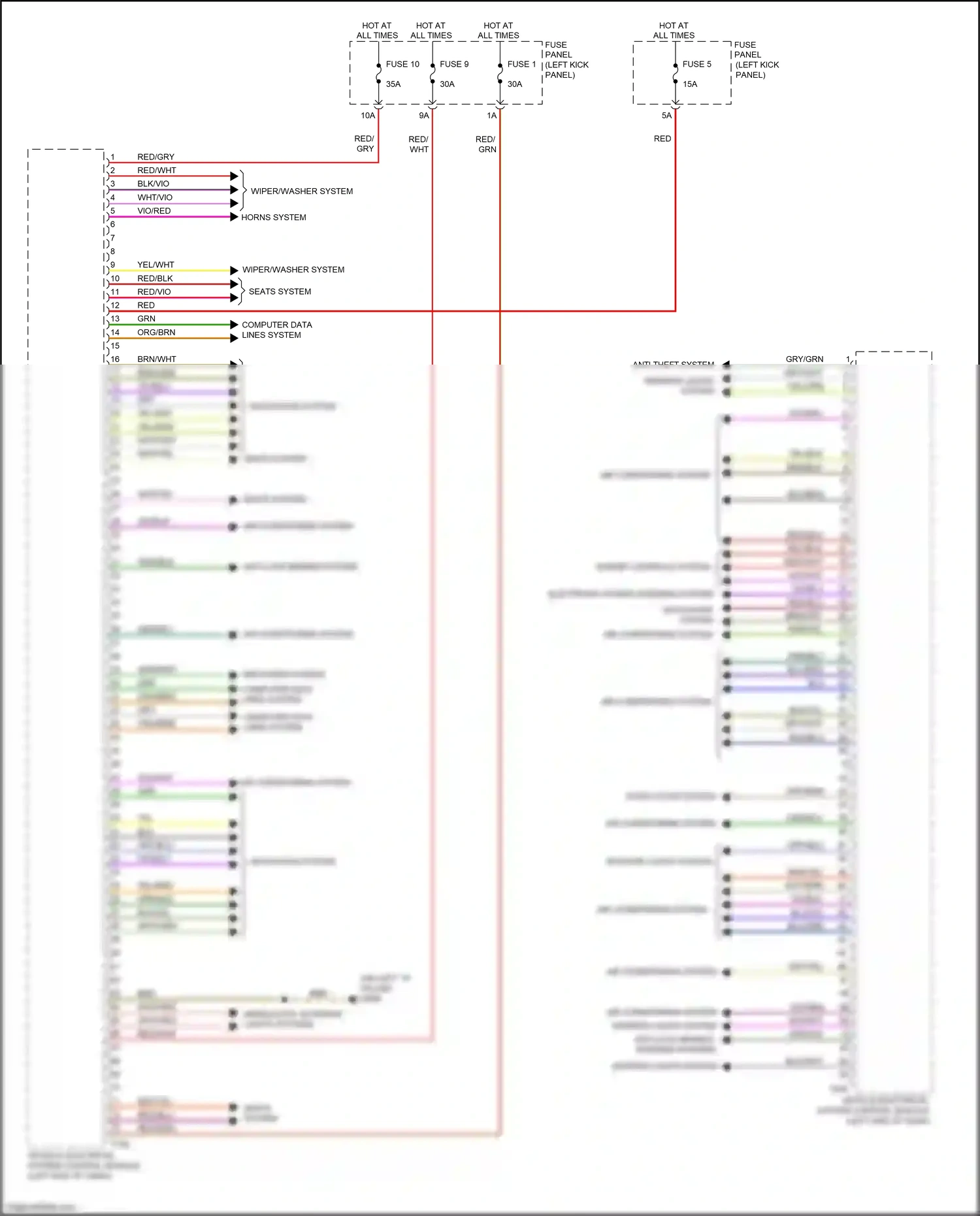 Audi A6 C8 (2018-2023) (left kick panel) wiring diagram  (44 of 95)
