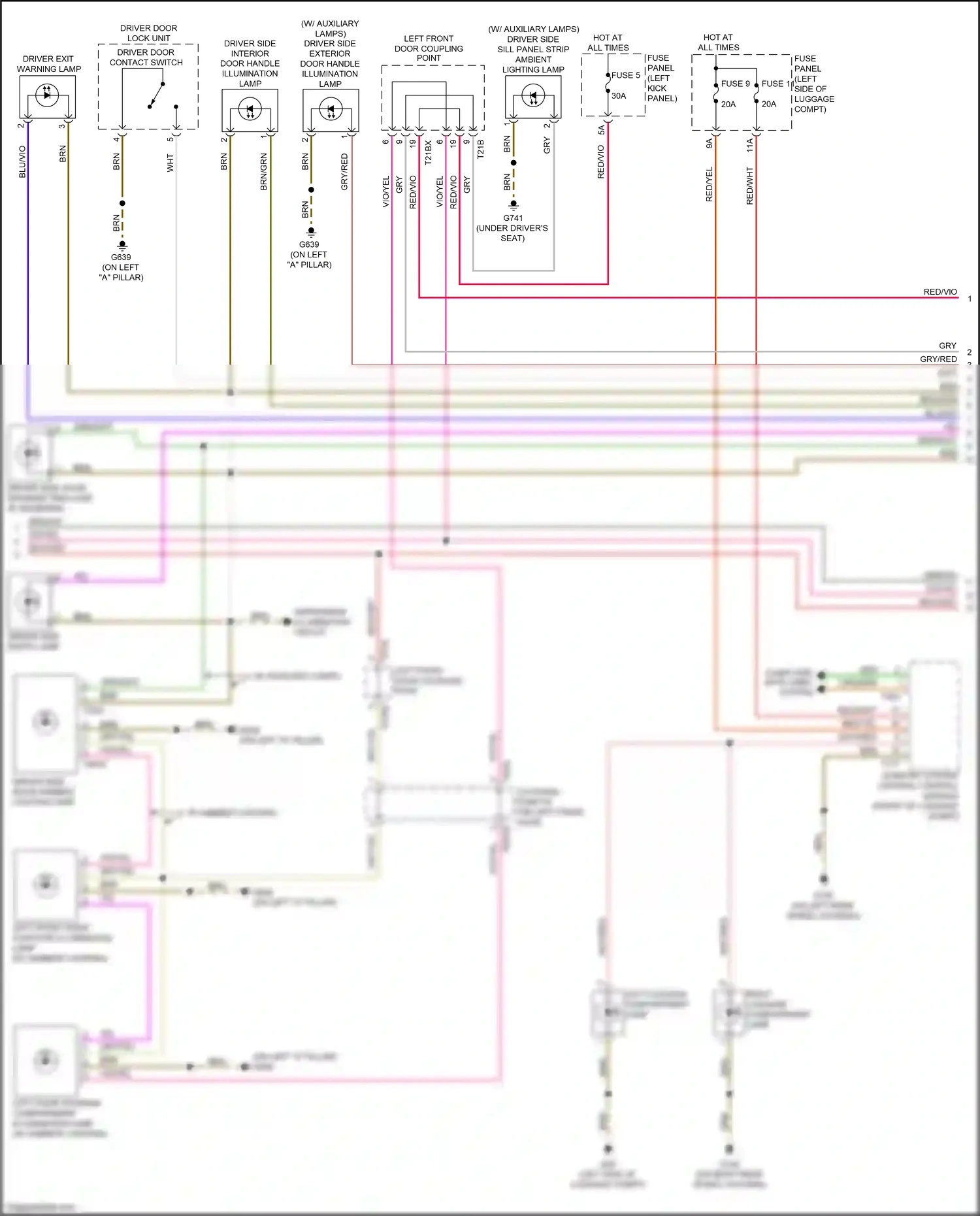 Audi A6 C8 (2018-2023) (left kick panel) wiring diagram  (56 of 95)