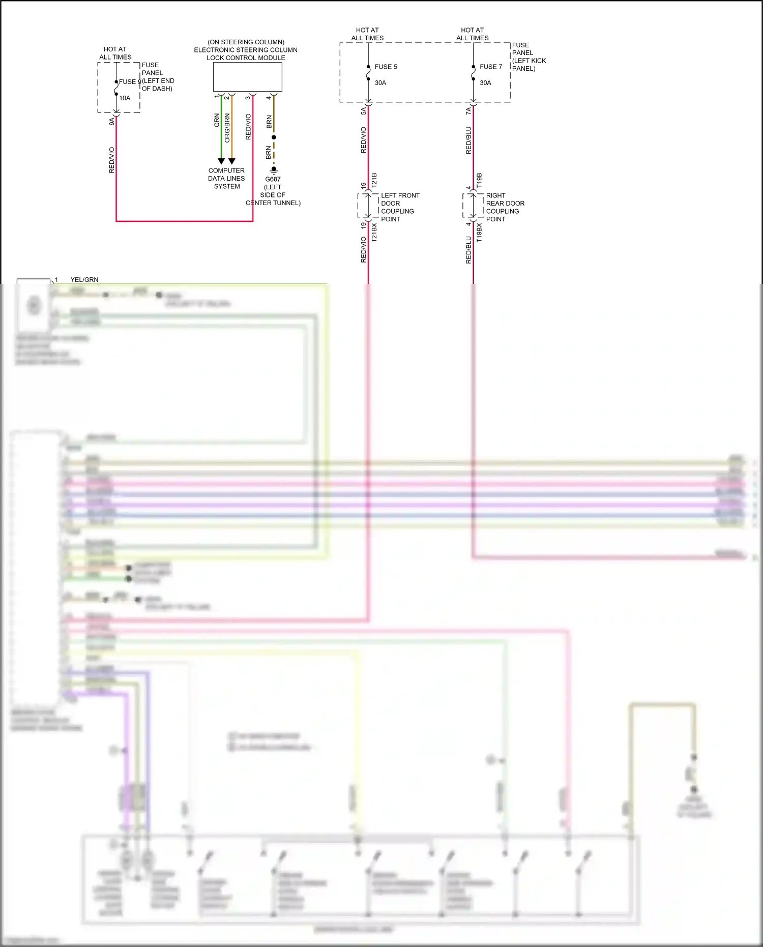 Audi A6 C8 (2018-2023) (left kick panel) wiring diagram  (51 of 95)