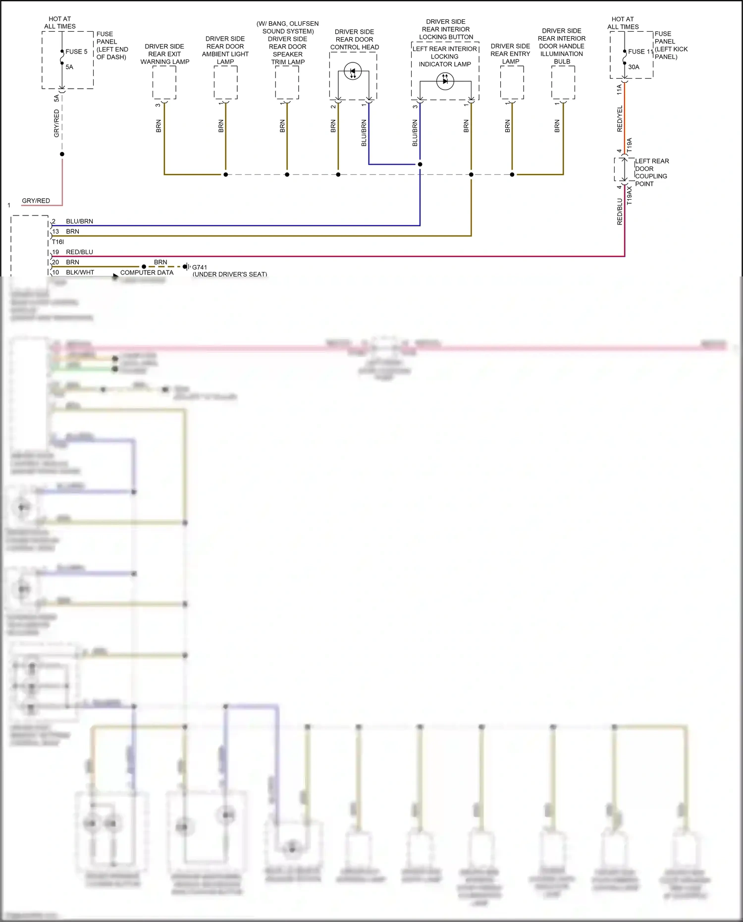 Audi A6 C8 (2018-2023) (left kick panel) wiring diagram  (60 of 95)