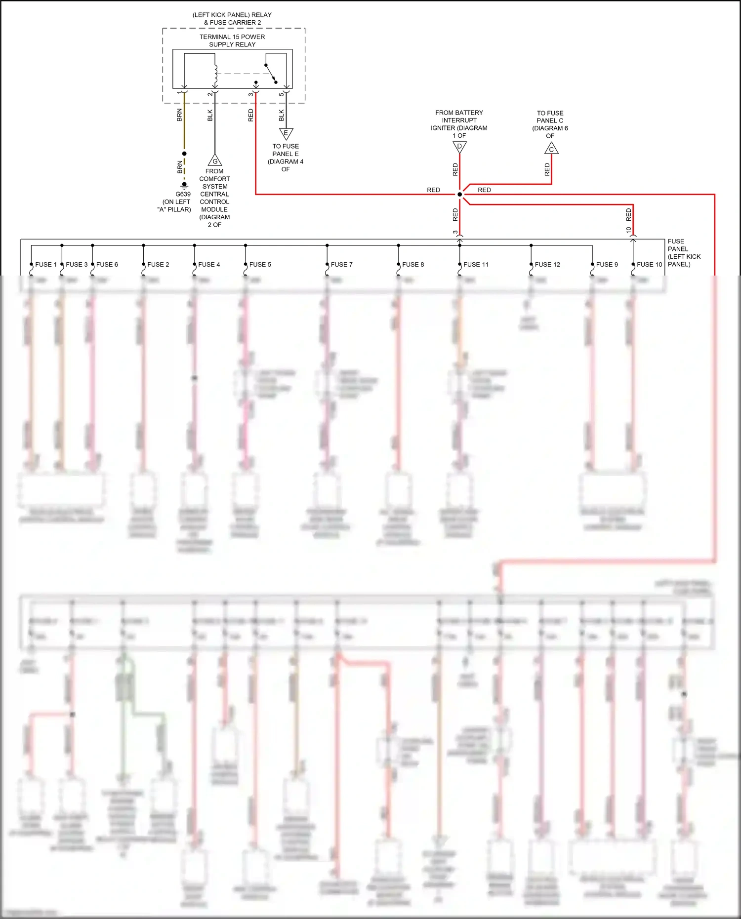 Audi A6 C8 (2018-2023) (left kick panel) wiring diagram  (33 of 95)